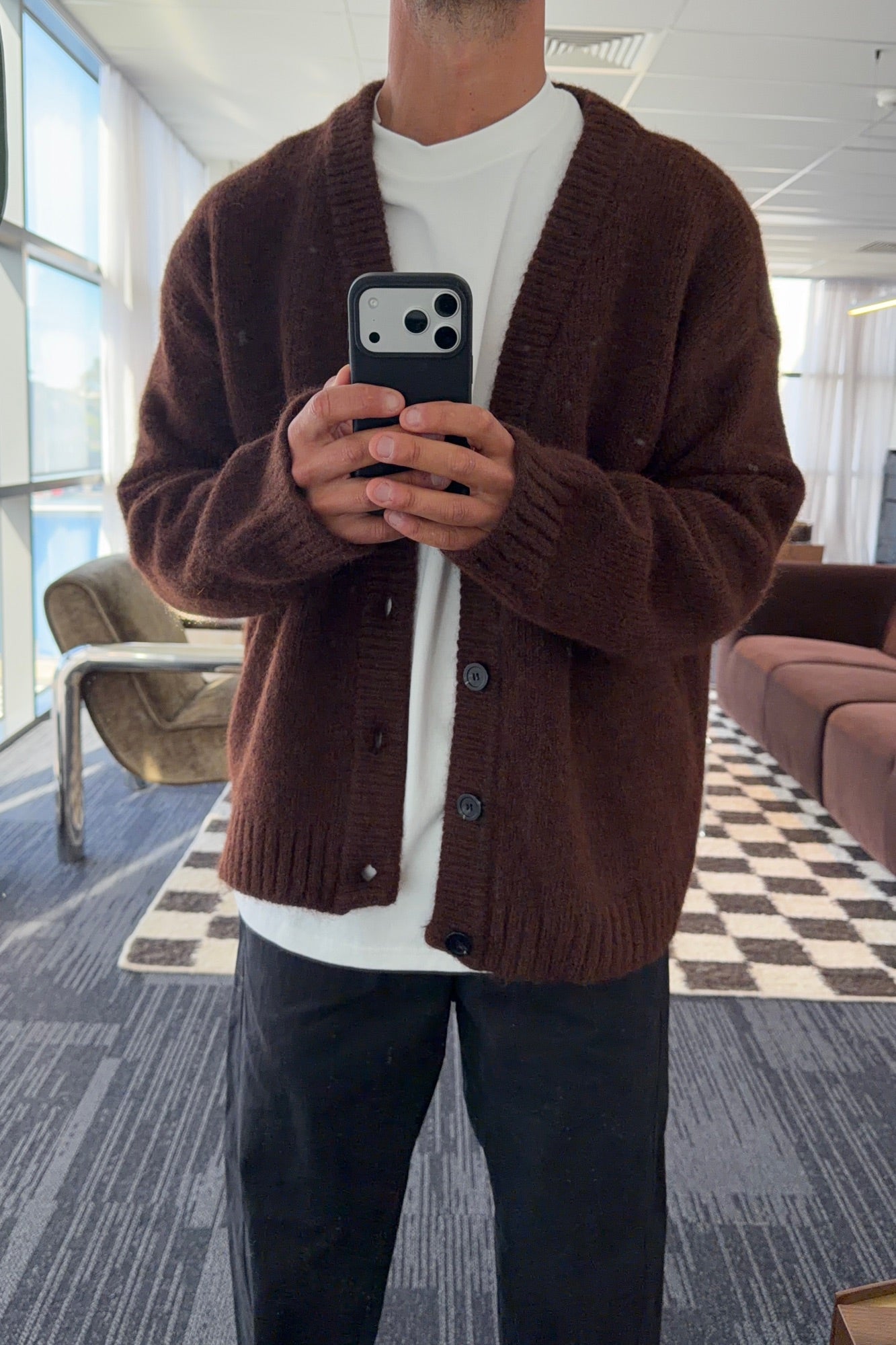 Knitted Oversize Cardigan Choc