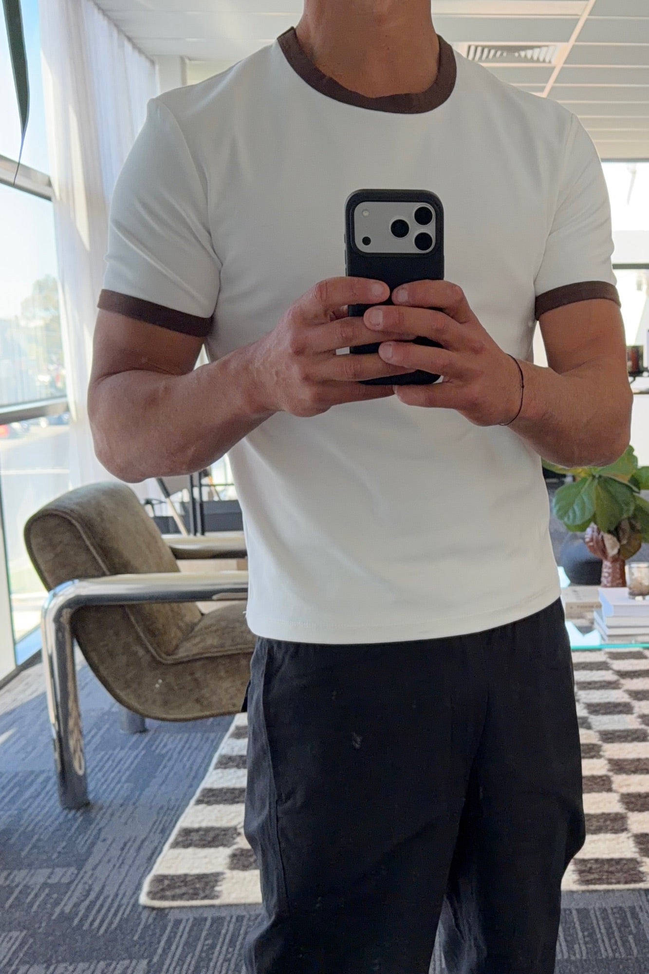 Charlie Ringer Tee Choc/White