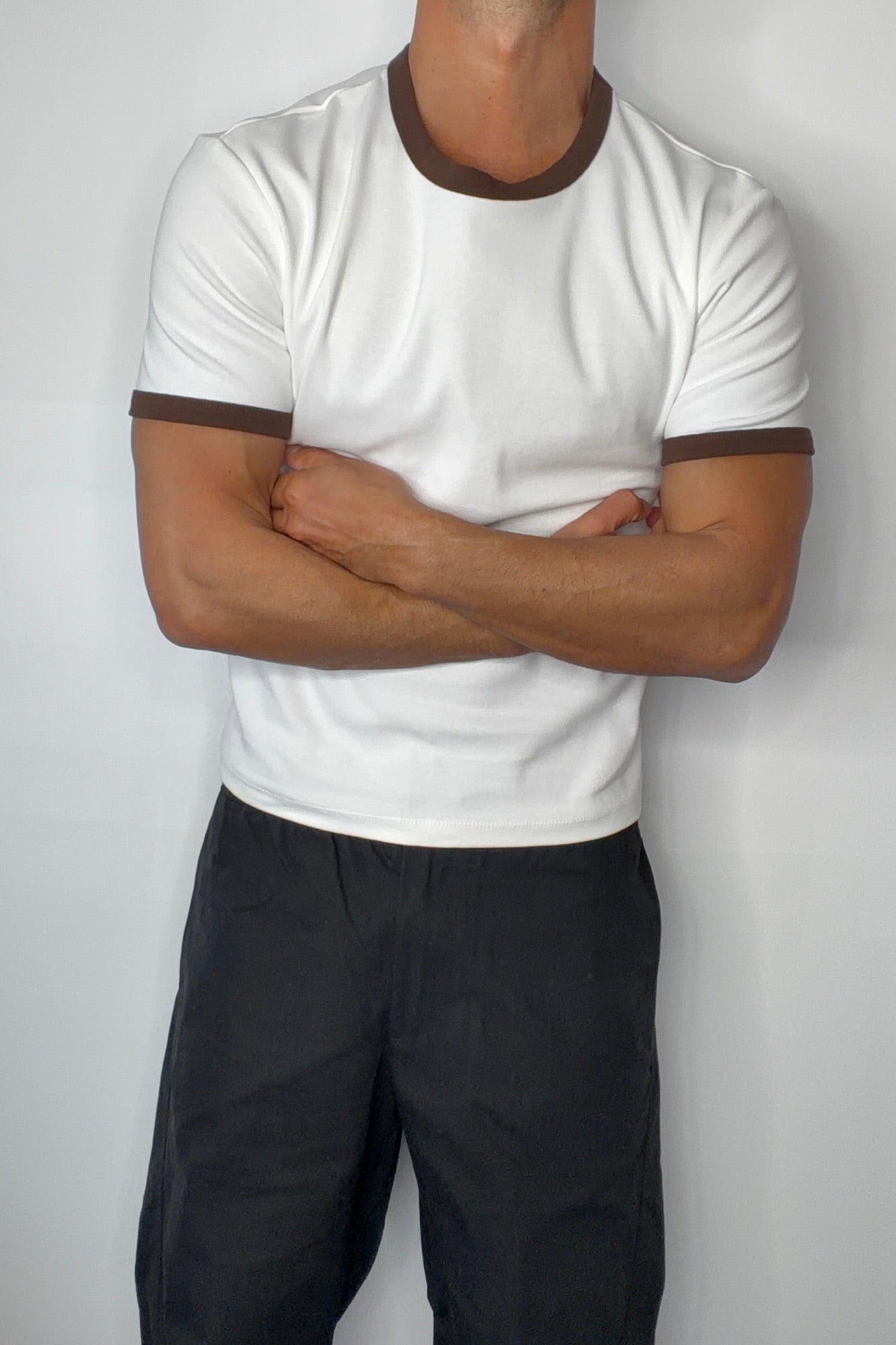 Charlie Ringer Tee Choc/White