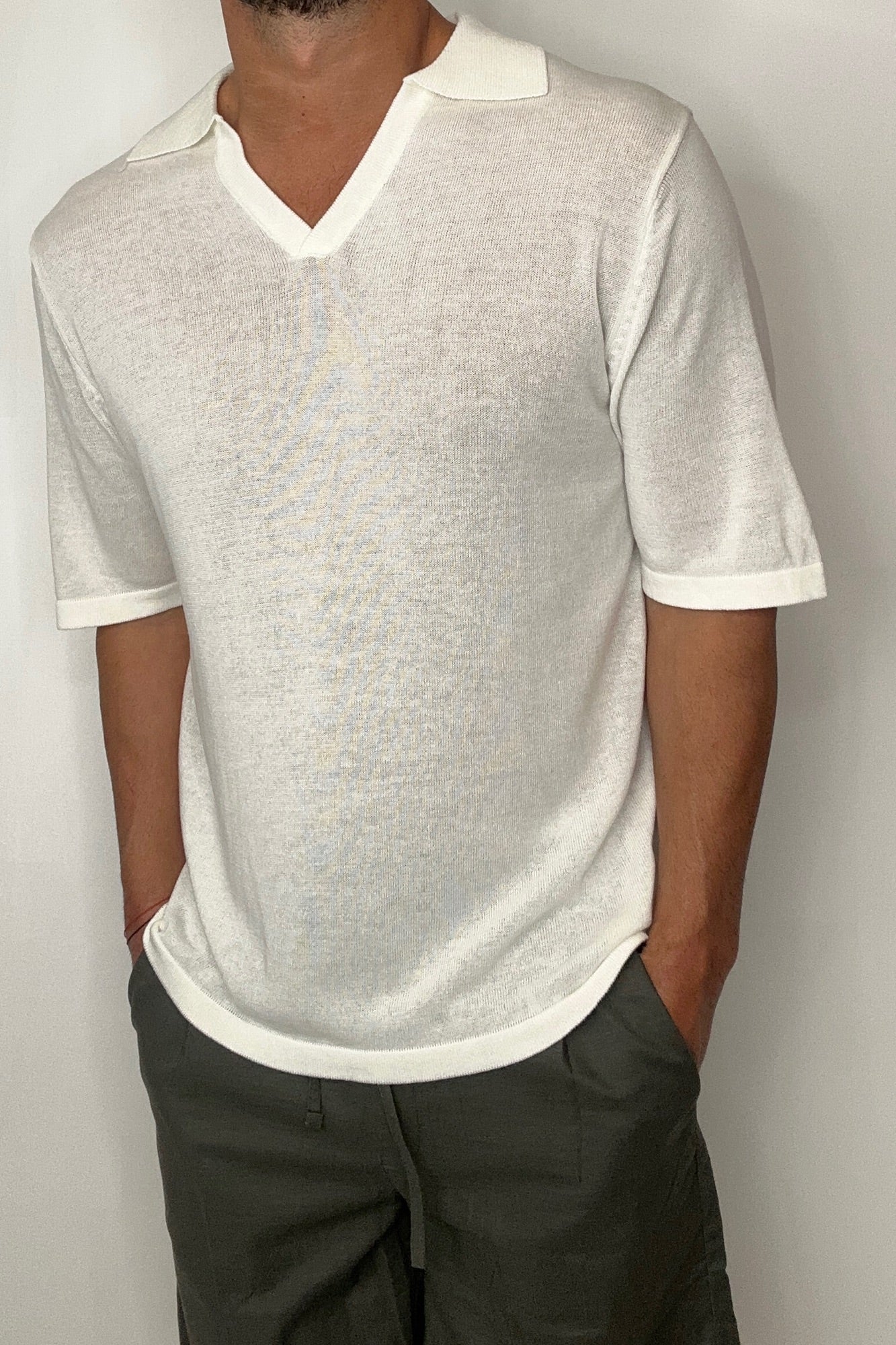 Open Neck Soft Polo White