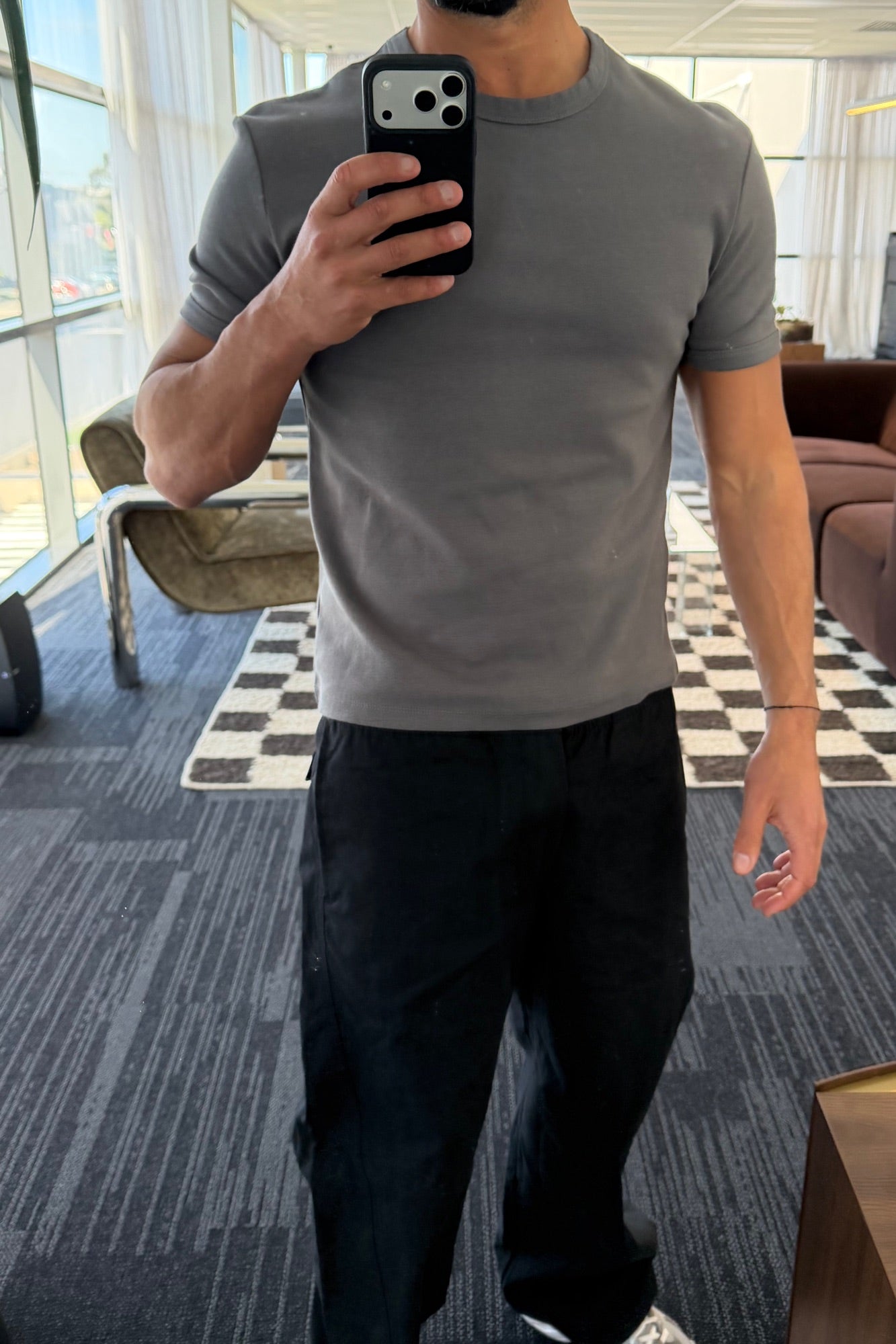 Charlie Ringer Tee Plain Charcoal