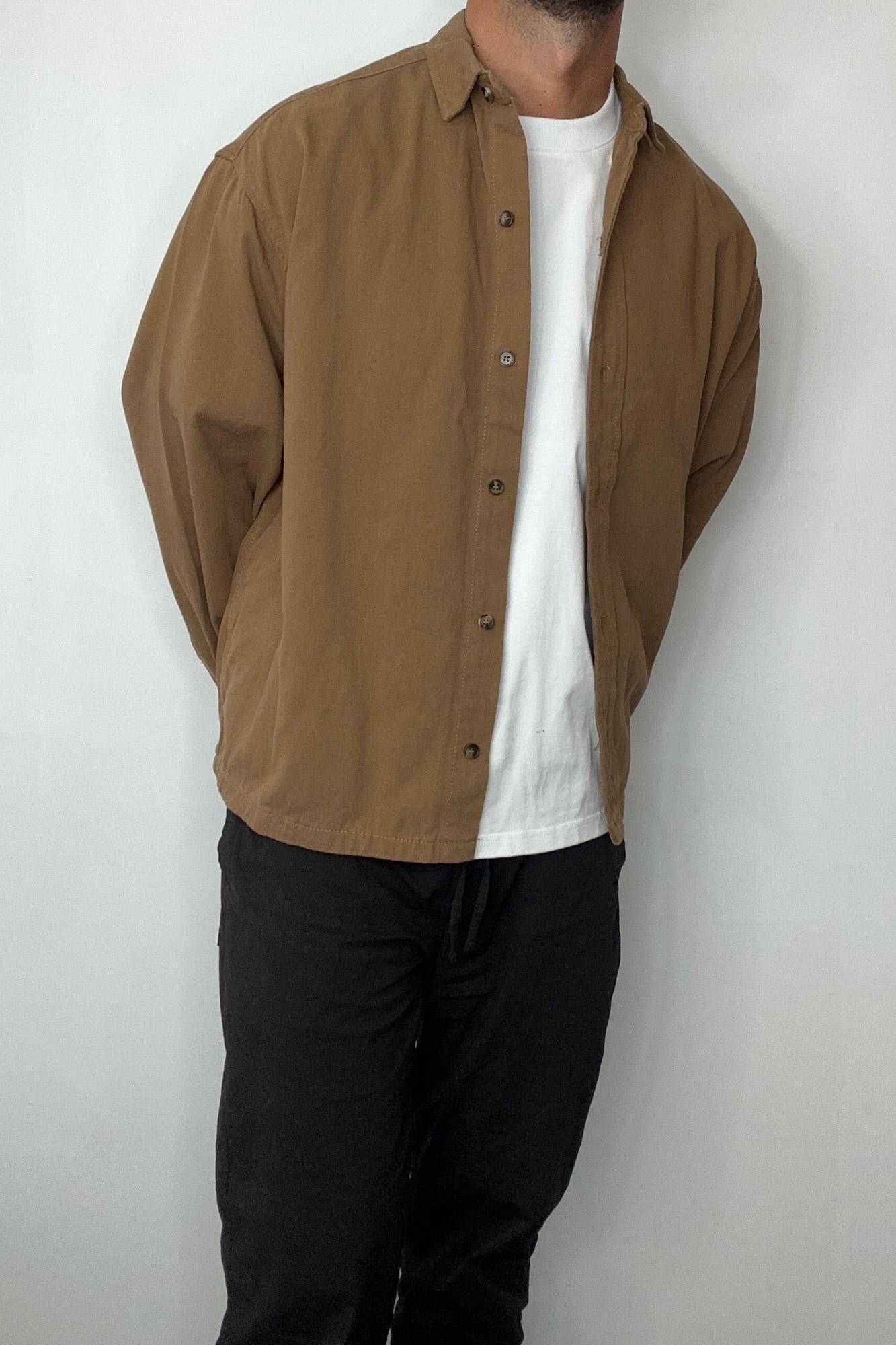 Phillip Washed Cotton Overshirt Tan