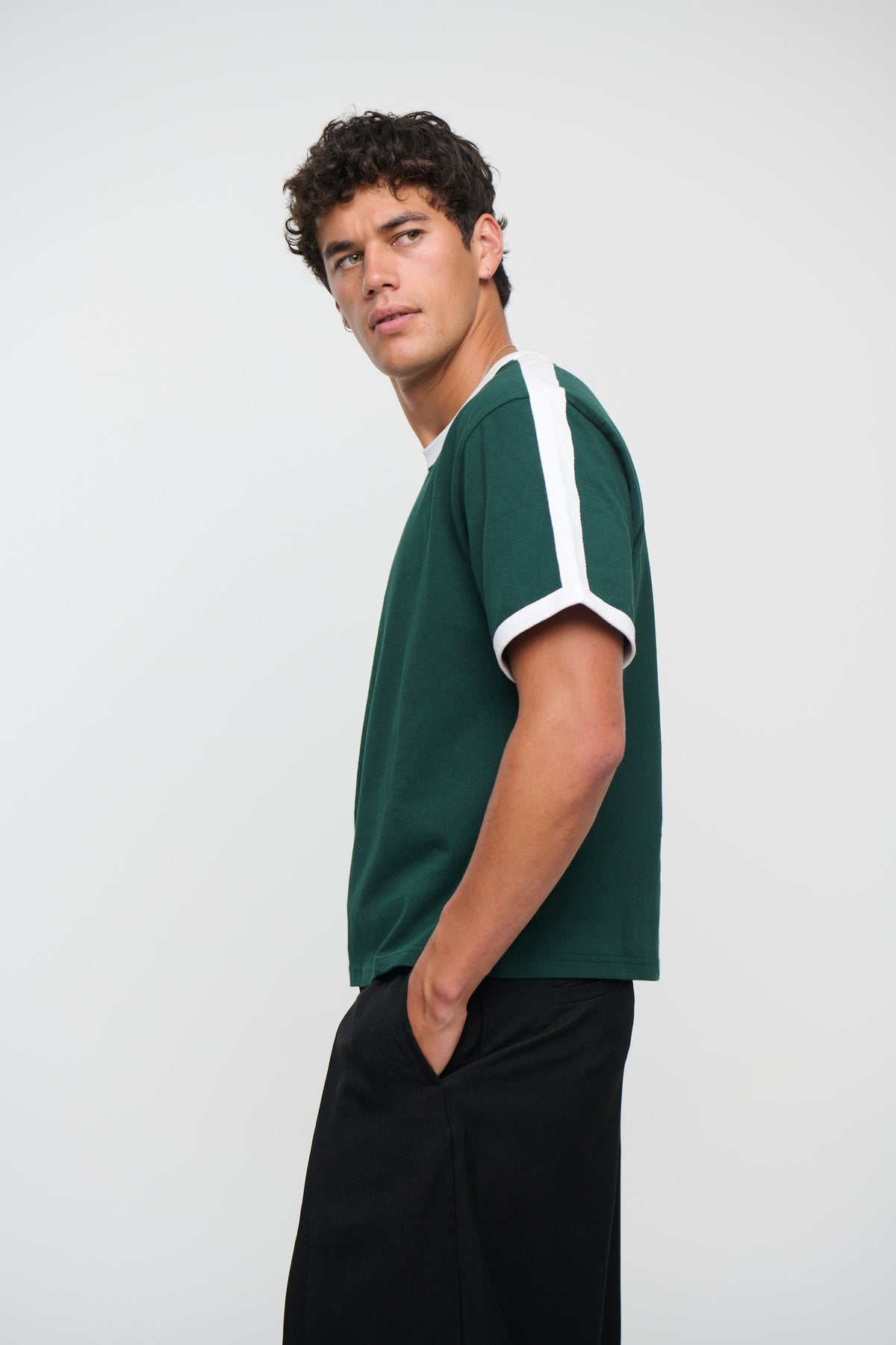 Richie Ribbed Tee Dark Green