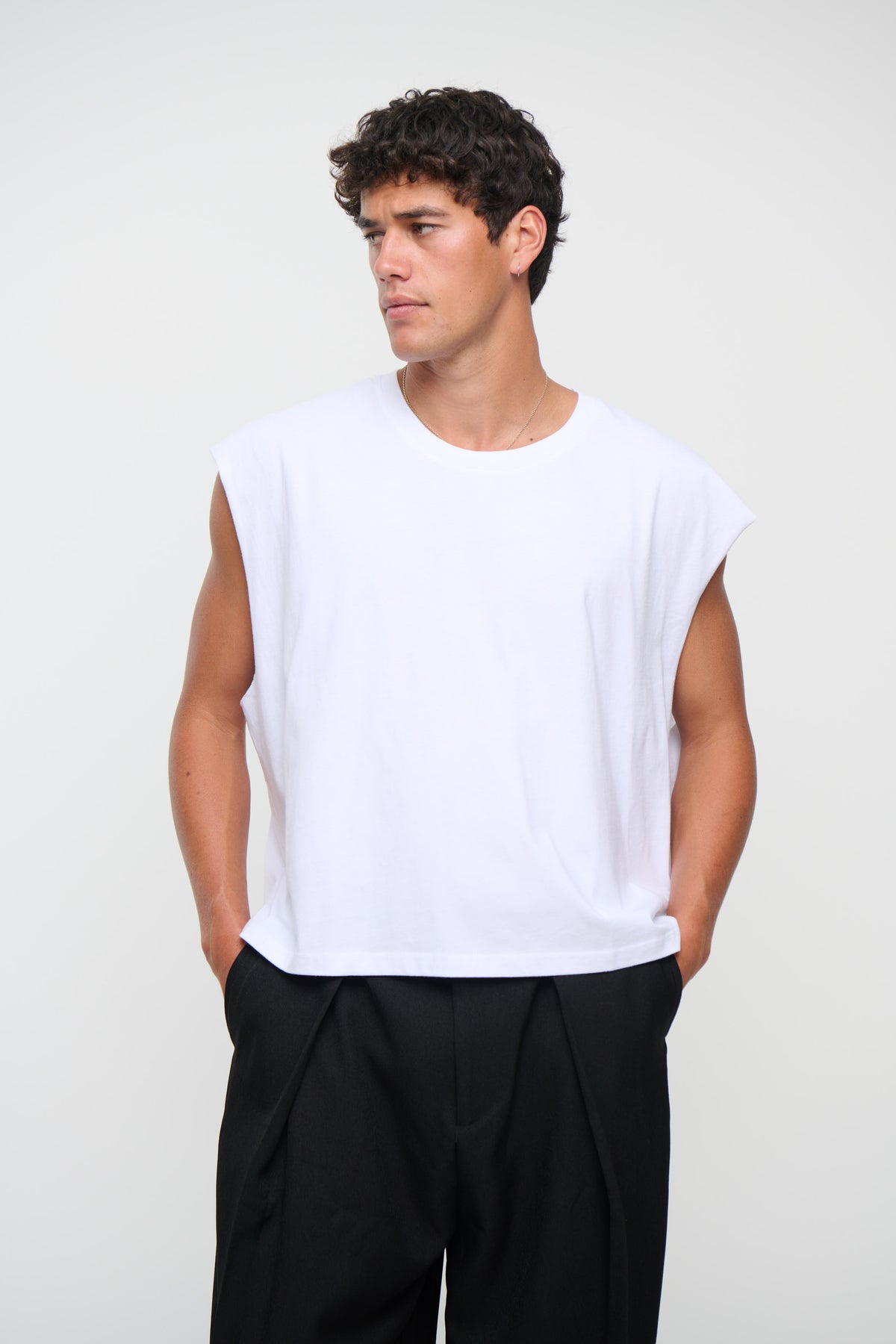 NTH Crop Box Tank White