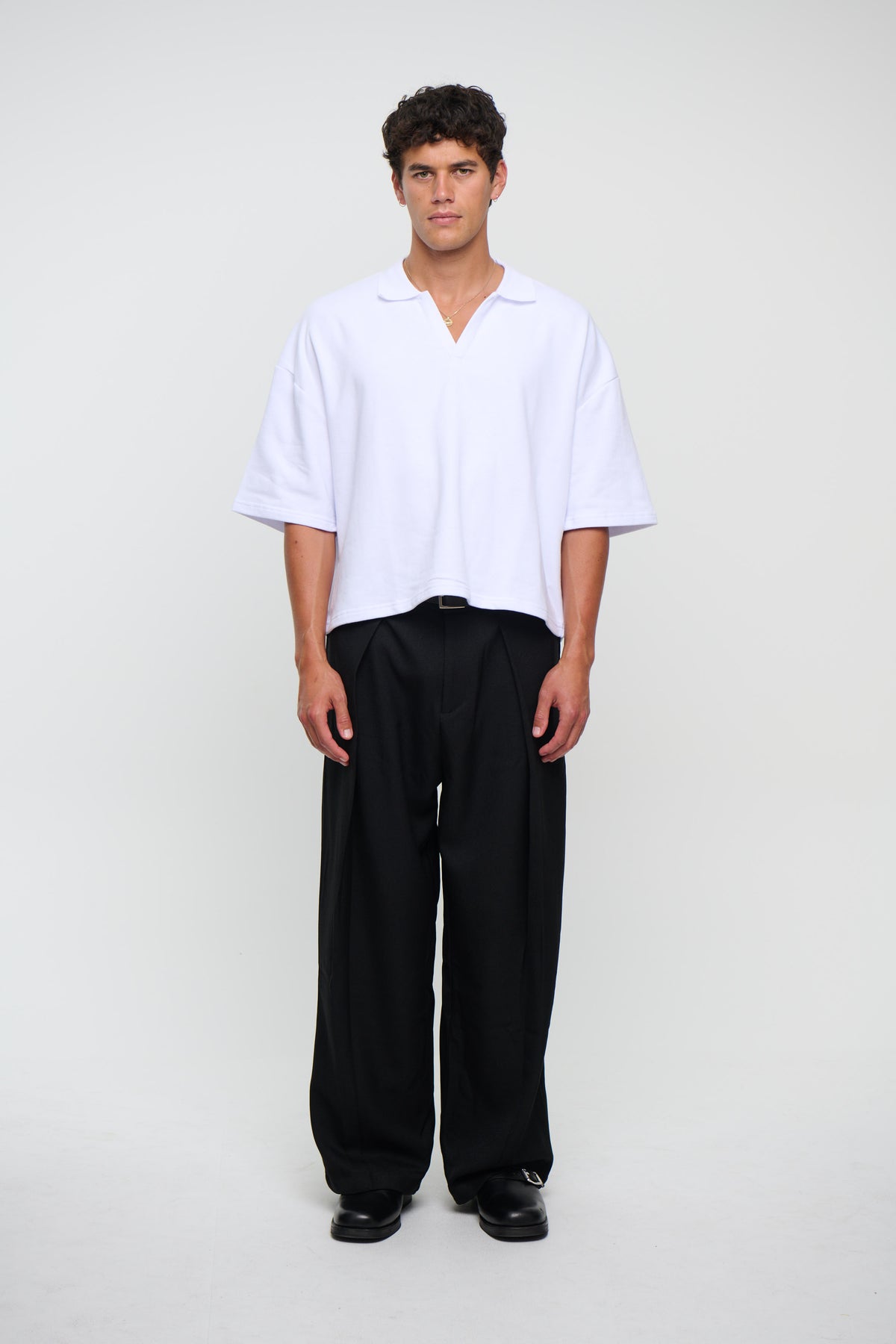 Jersey Crop Polo White