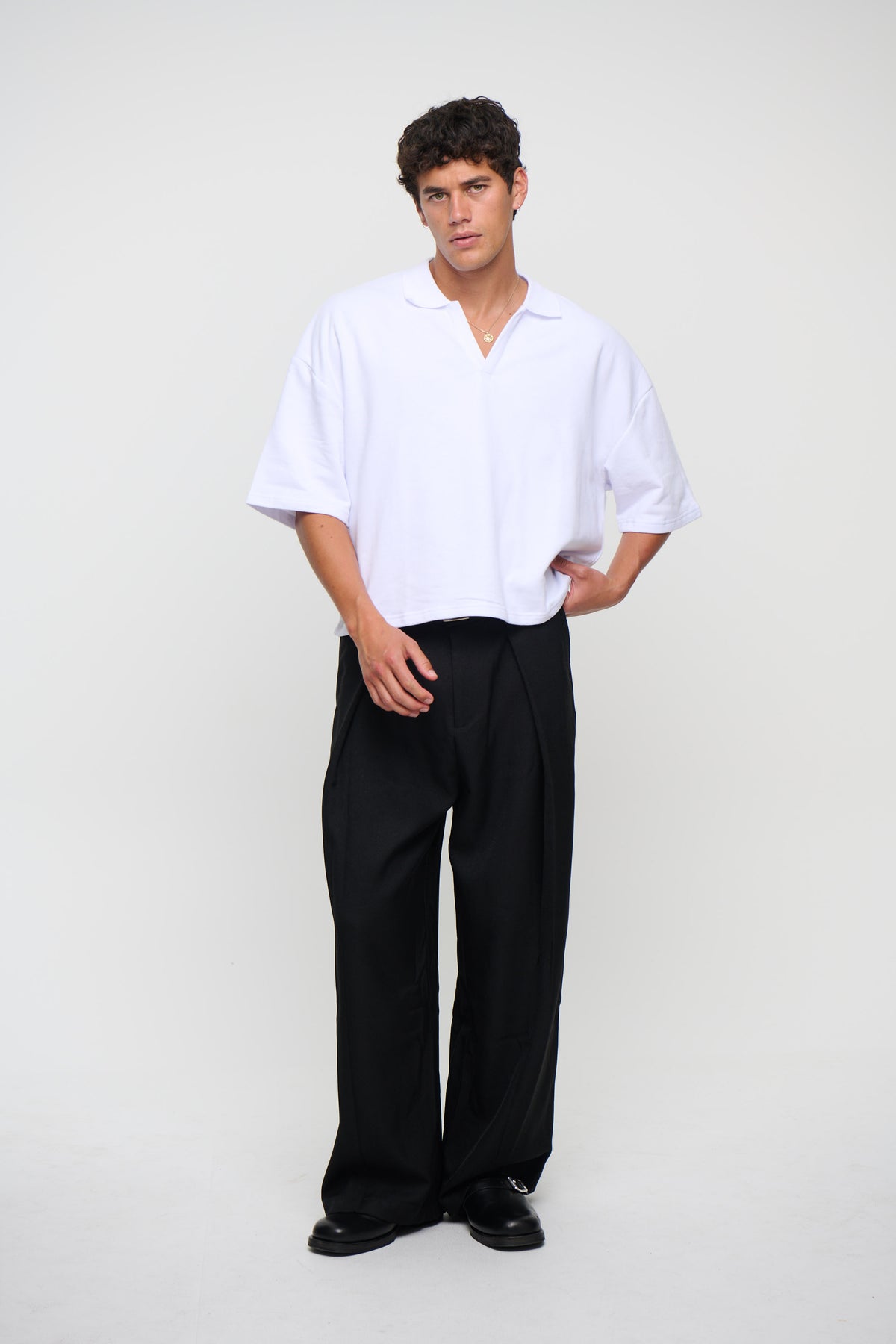 Jersey Crop Polo White