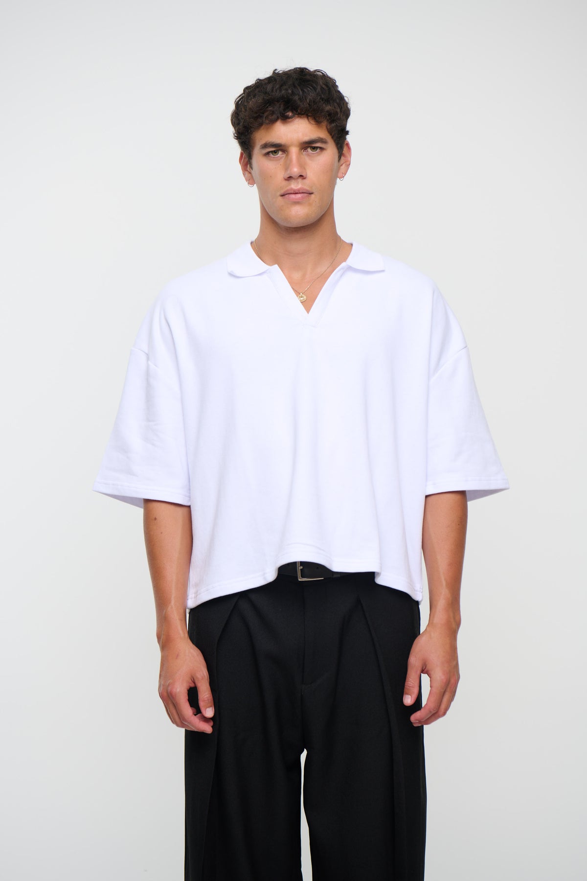 Jersey Crop Polo White