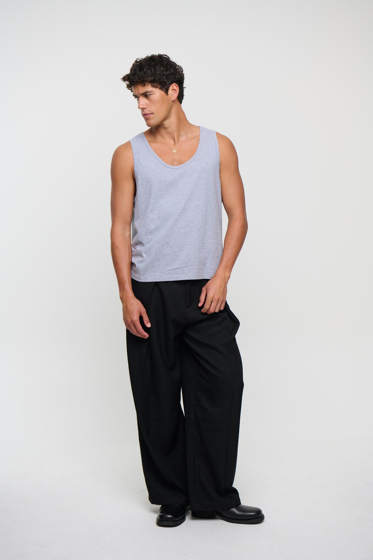 Richie Loose Crop Tank Grey