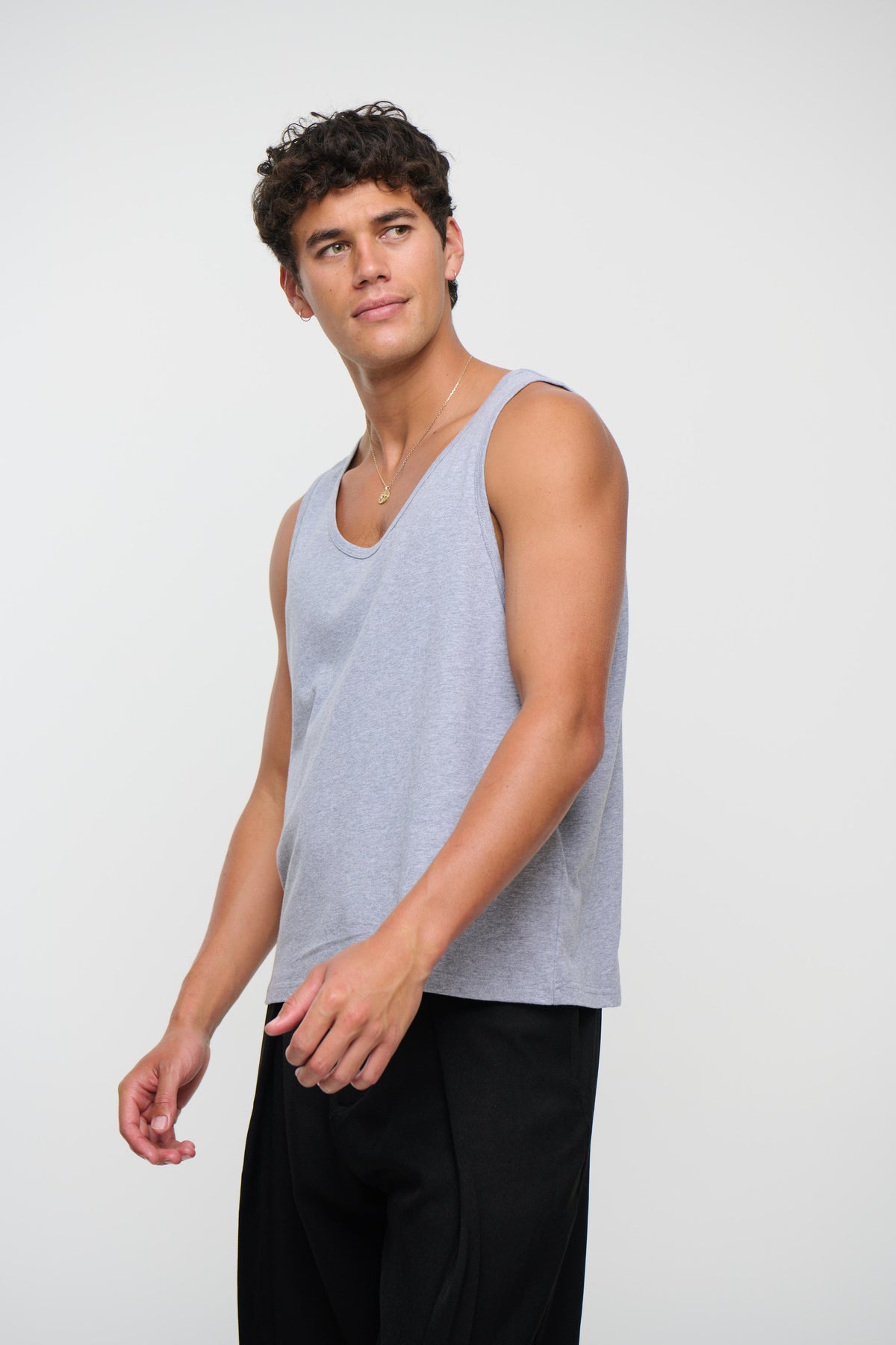 Richie Loose Crop Tank Grey