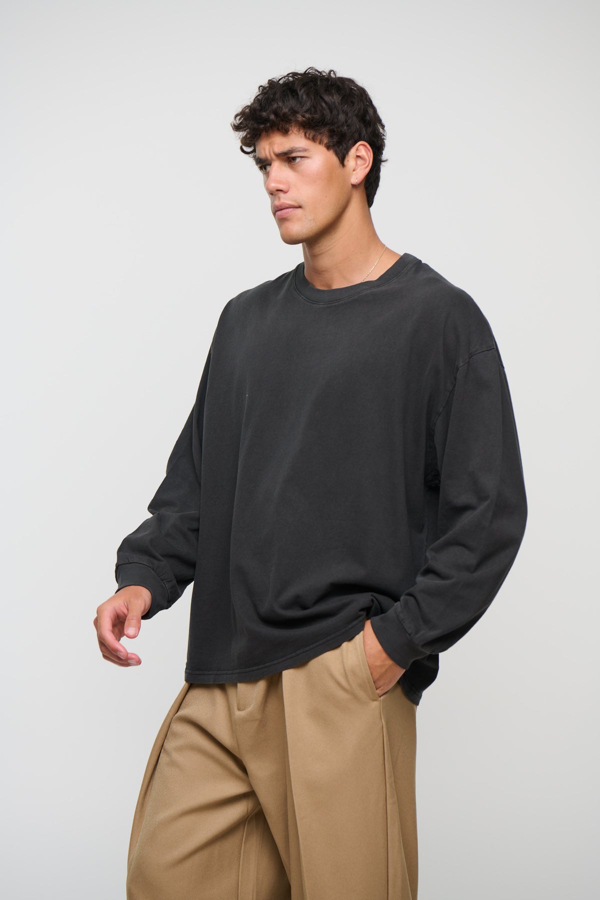 Enzyme Wash Long Sleeve Charcoal