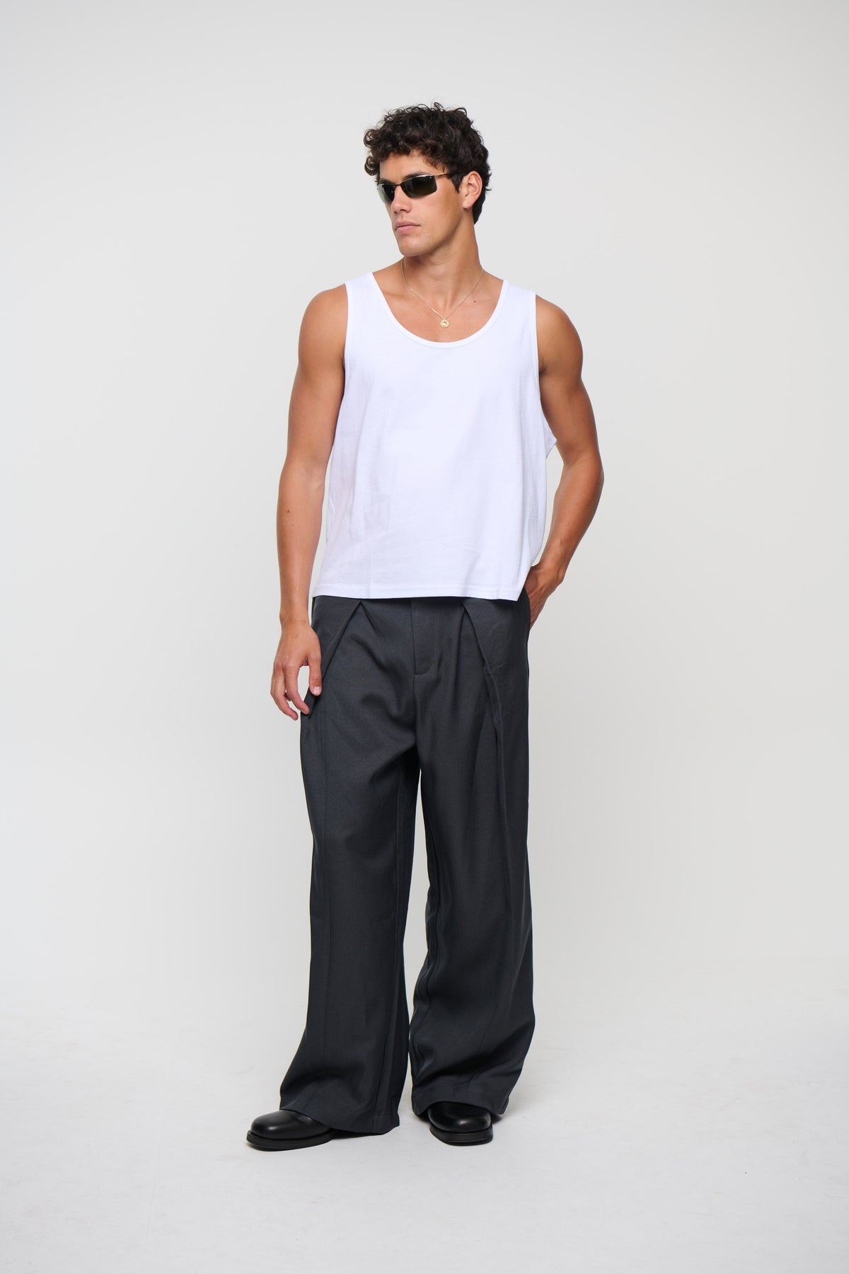Richie Loose Crop Tank White