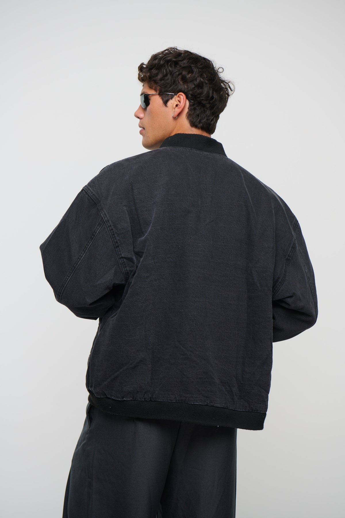 Vintage Bomber Denim Jacket Black