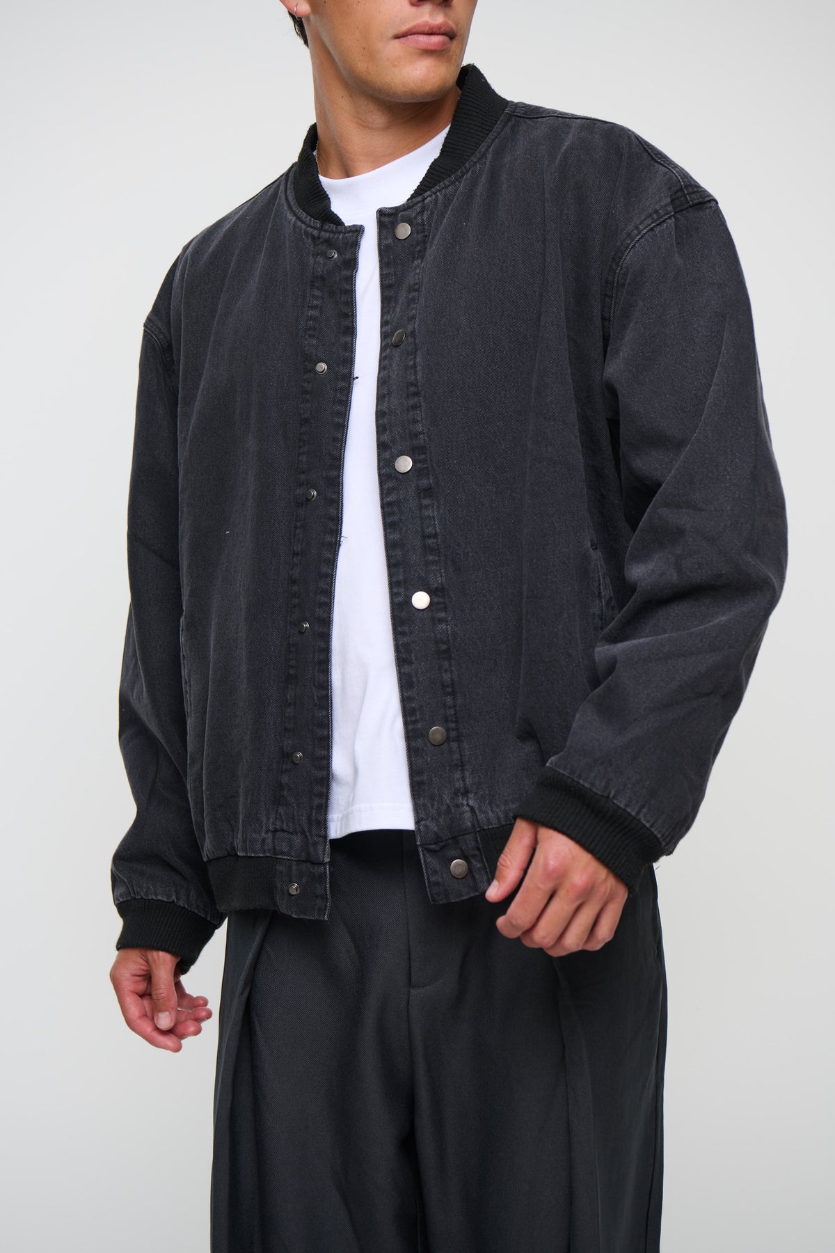Vintage Bomber Denim Jacket Black