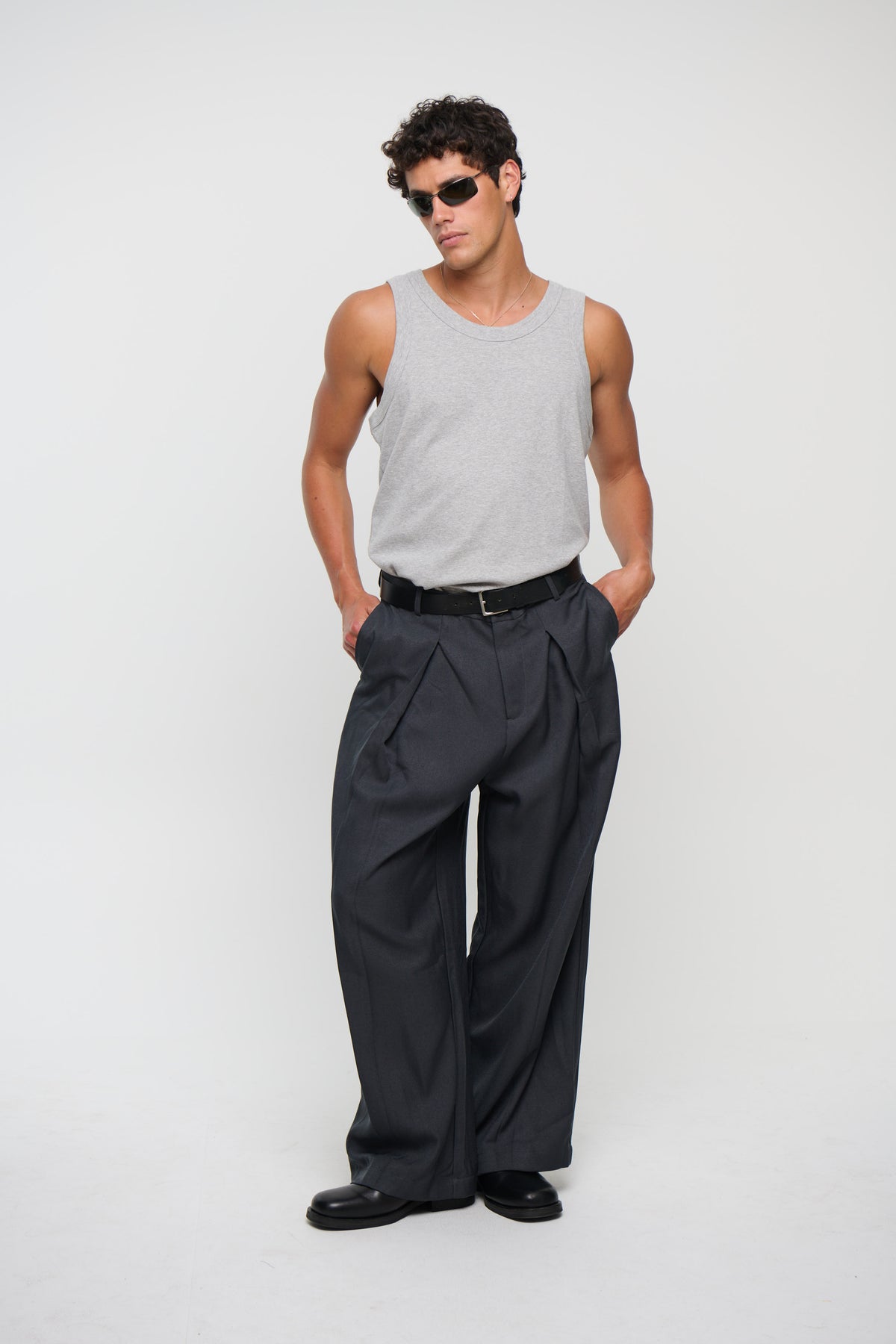 Mitchell Ribbed Tank Grey