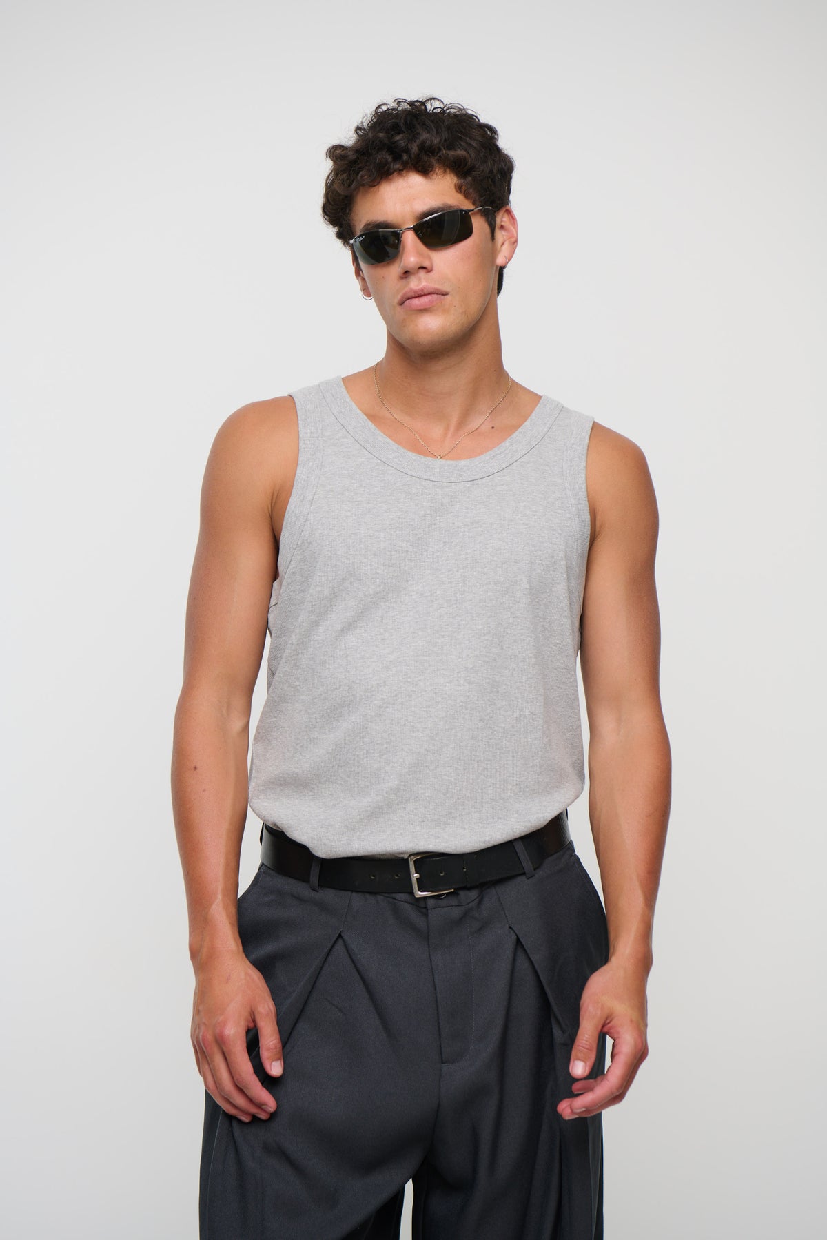 Mitchell Ribbed Tank Grey