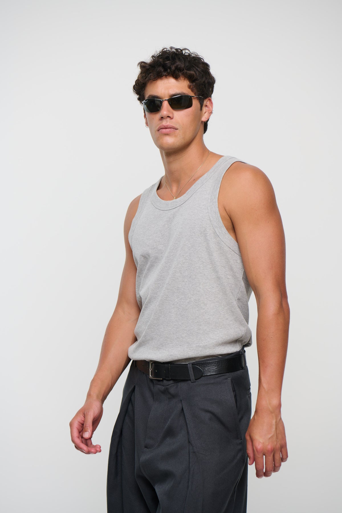 Mitchell Ribbed Tank Grey