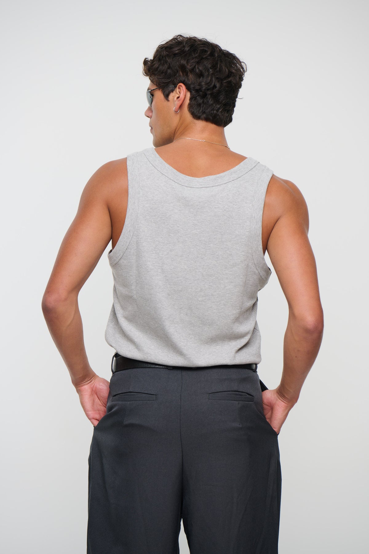 Mitchell Ribbed Tank Grey