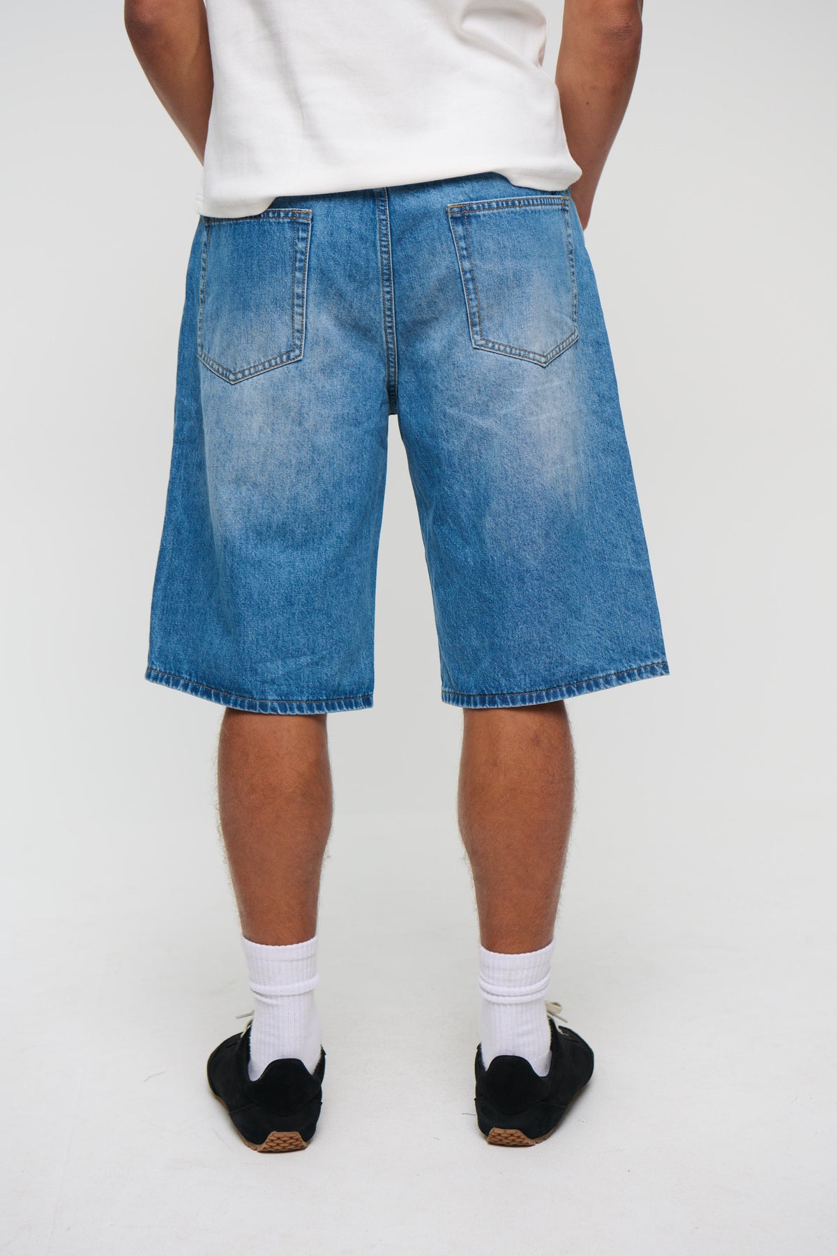 Flint Baggy Denim Jort Mid Blue