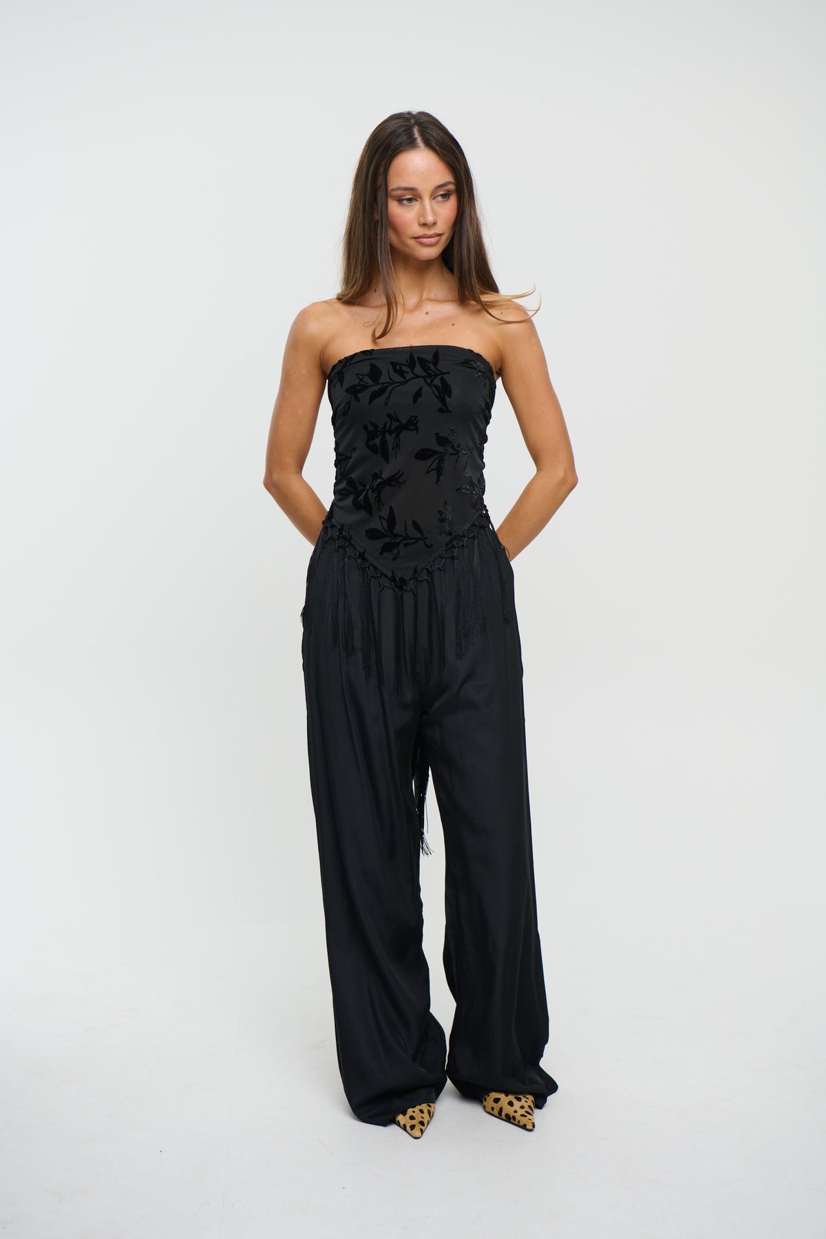 Olivera Fringe Scarf Set Black