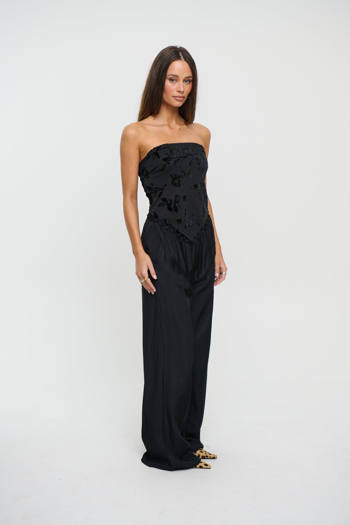 Olivera Fringe Scarf Set Black