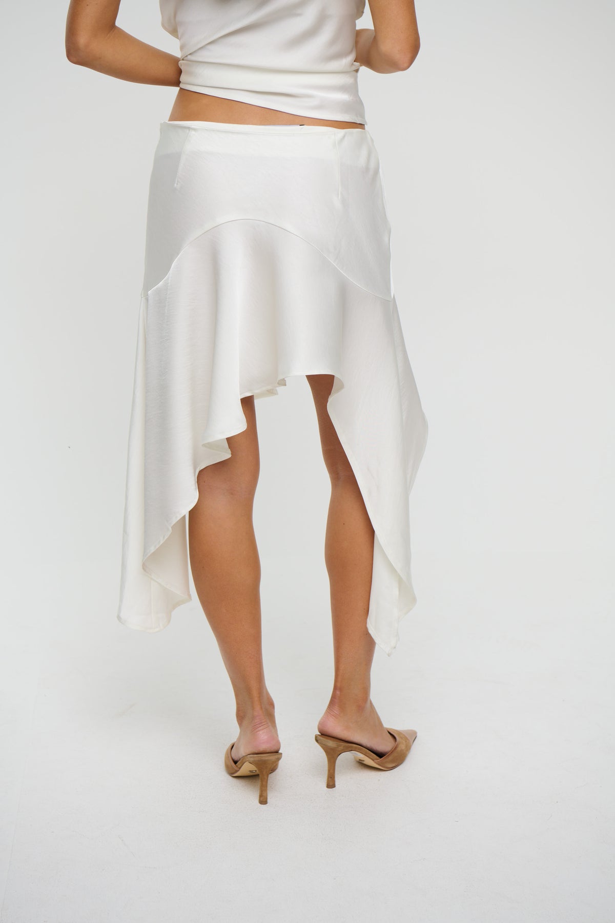 Gloss Midi Skirt Porcelain