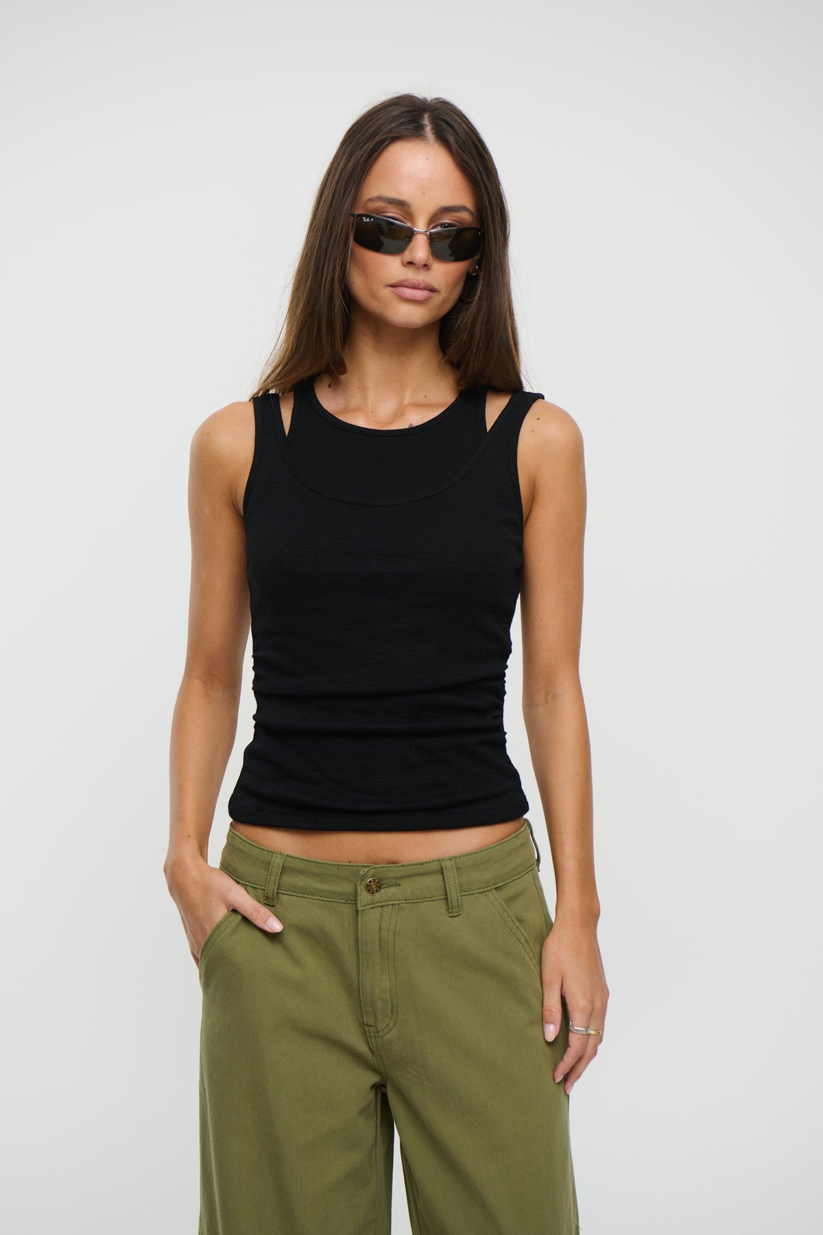 Jaida Layered Tank Black