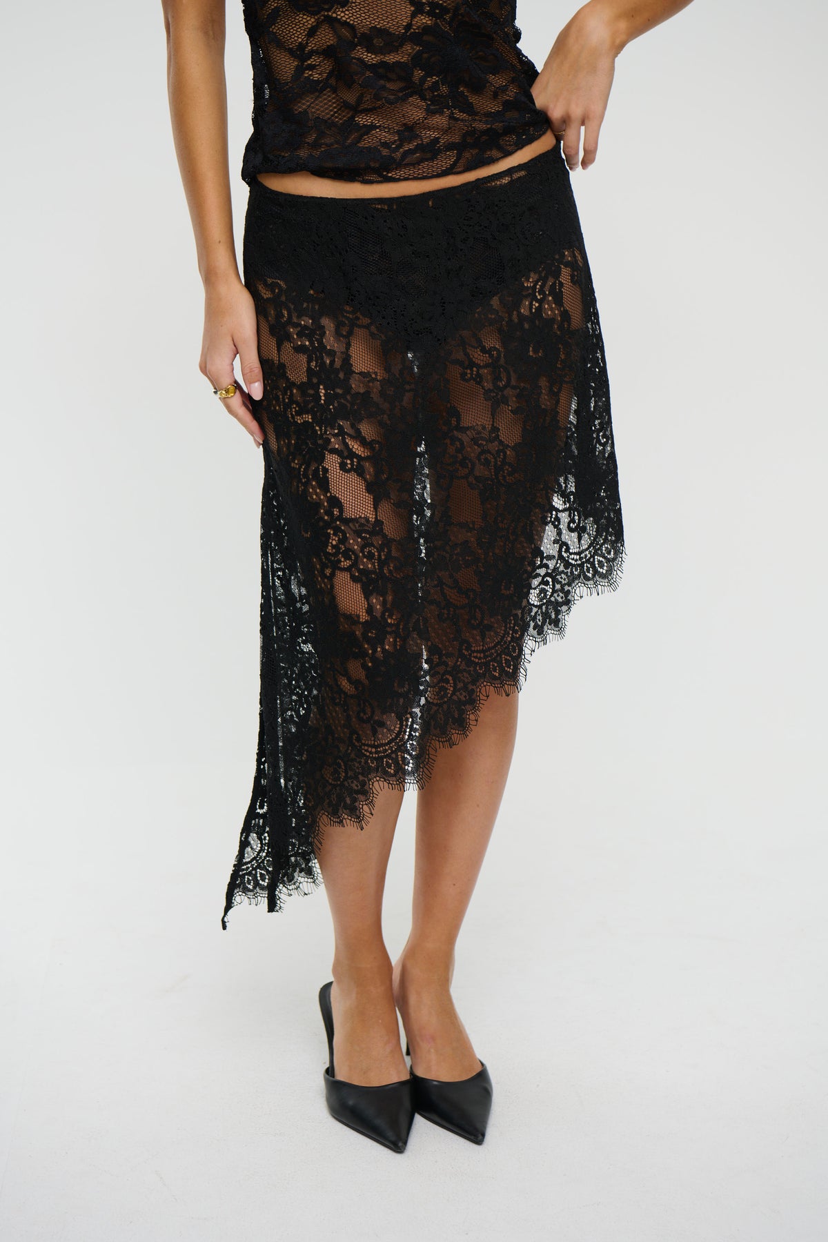 Lace Affair Midi Skirt Noir