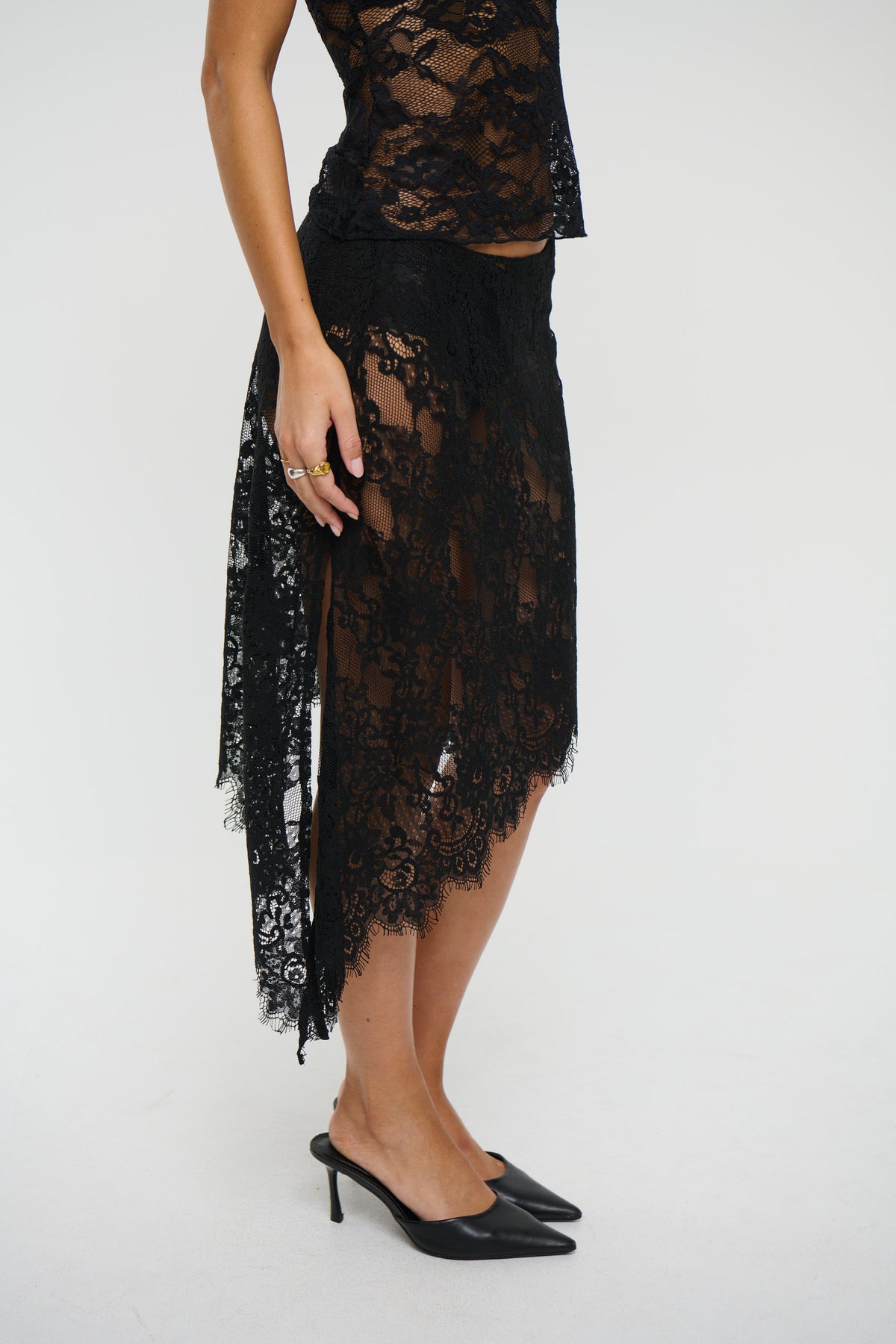 Lace Affair Midi Skirt Noir