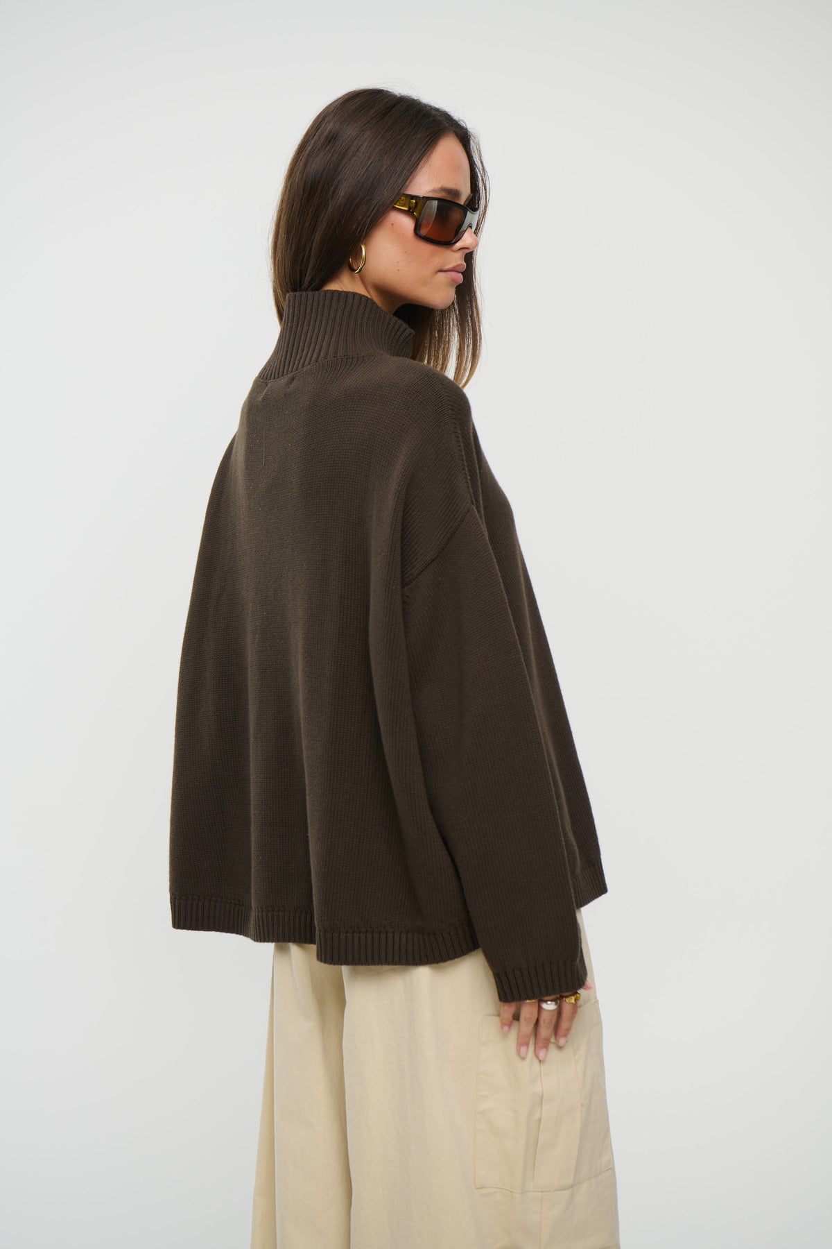 Rome Zip Up Knit Chocolate