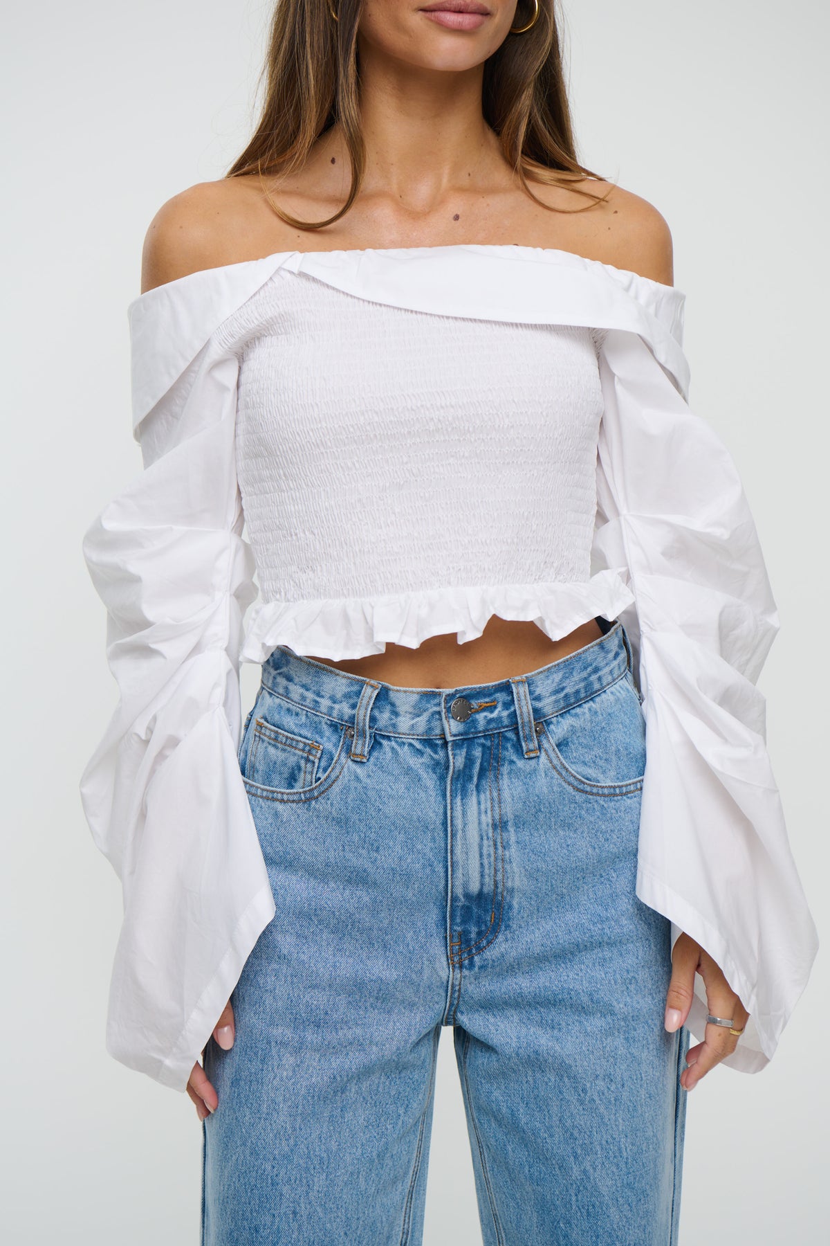 Gracie Off The Shoulder Top White