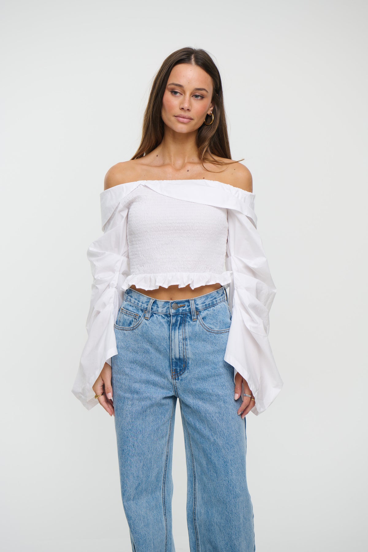 Gracie Off The Shoulder Top White