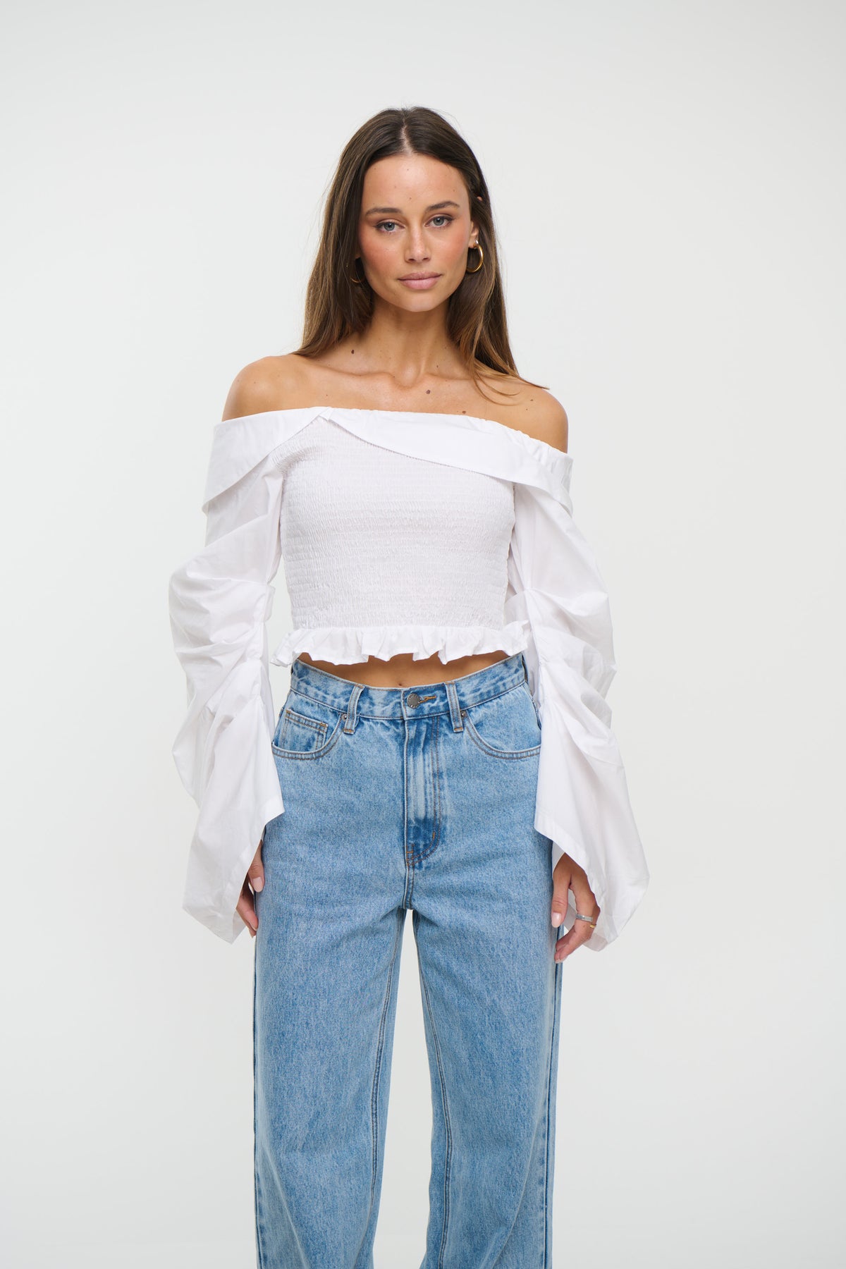 Gracie Off The Shoulder Top White