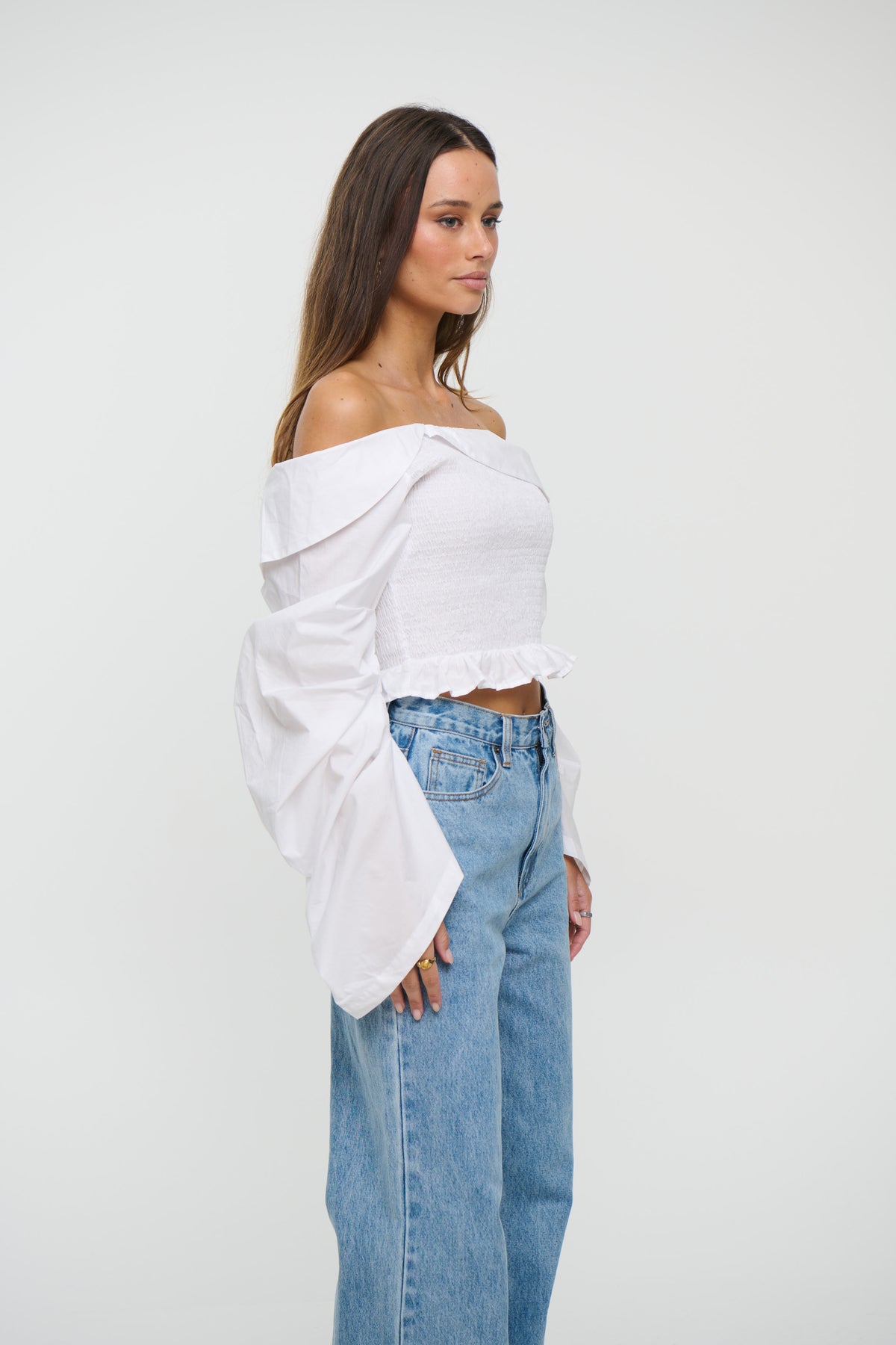 Gracie Off The Shoulder Top White