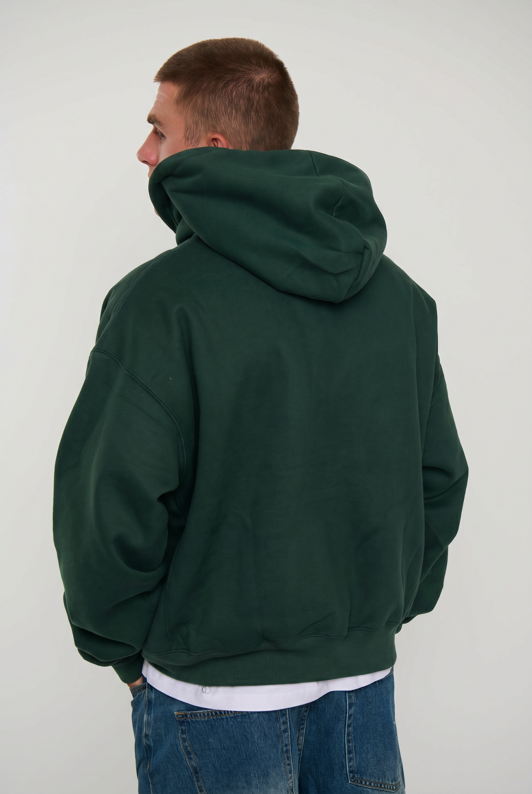 Roman Cropped Drop Hoodie Forest