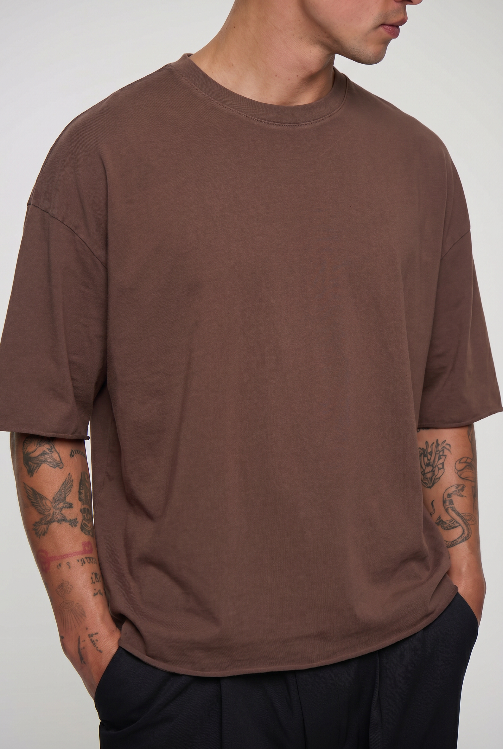 Raw 200G Cotton Box Tee Choc