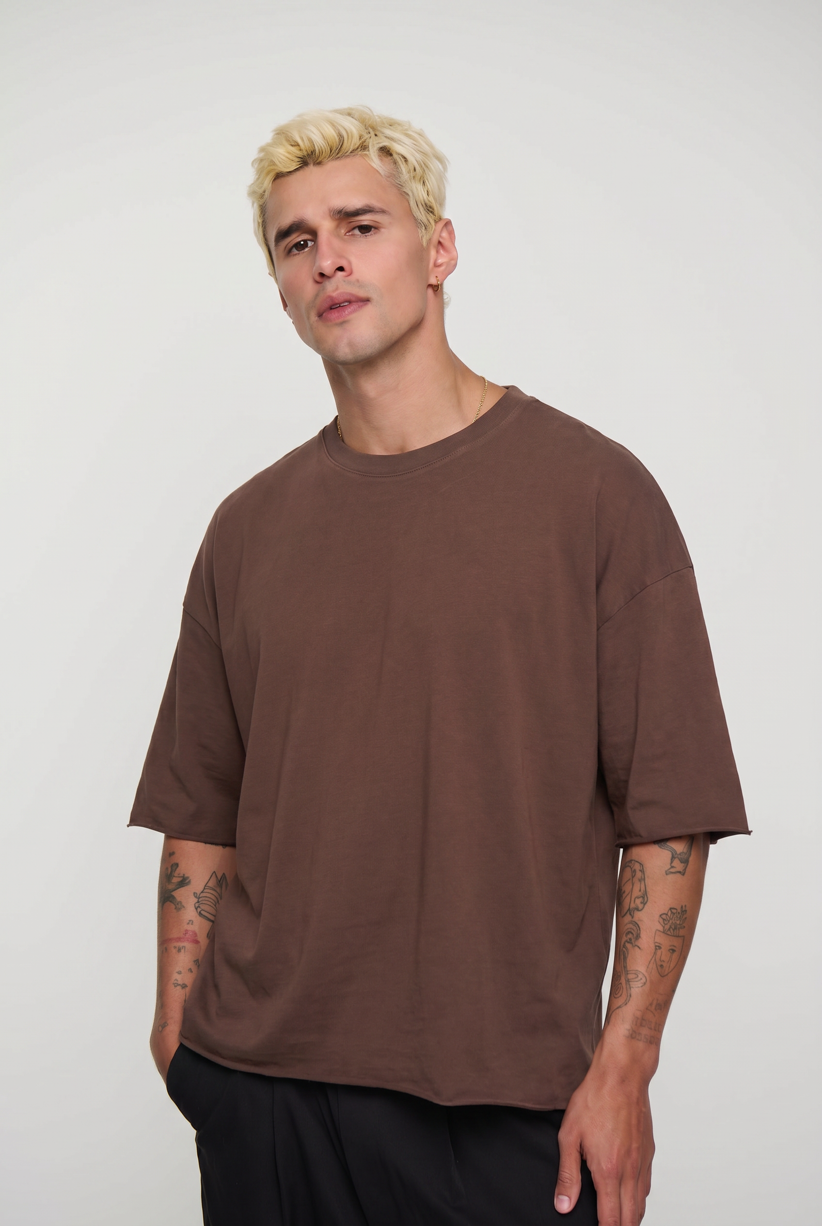 Raw 200G Cotton Box Tee Choc