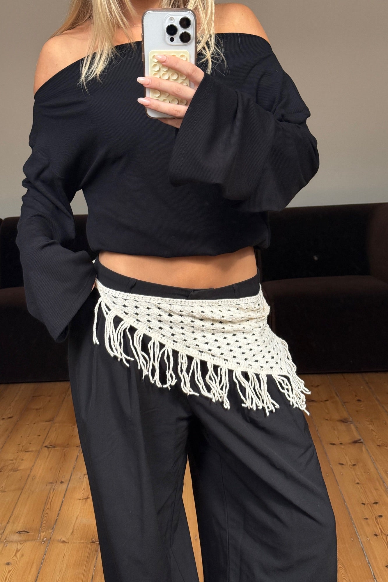 Elijah Tassel Belt Cream