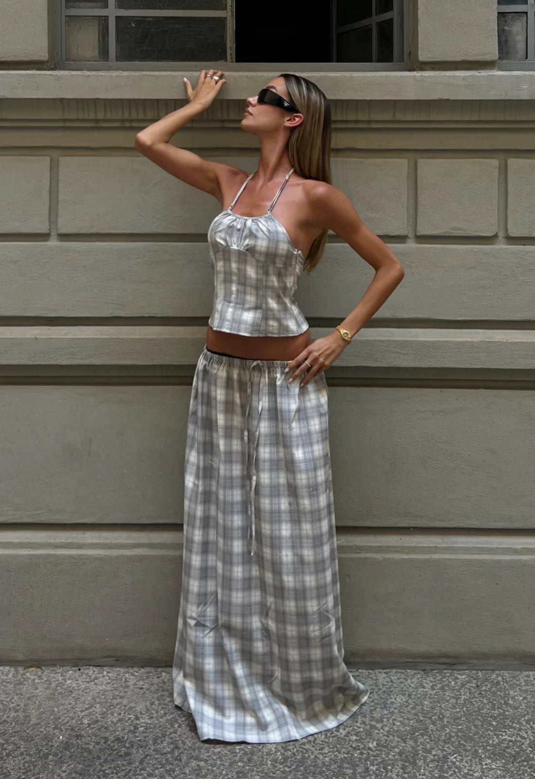 Sweet Escape Cami Smoke Plaid