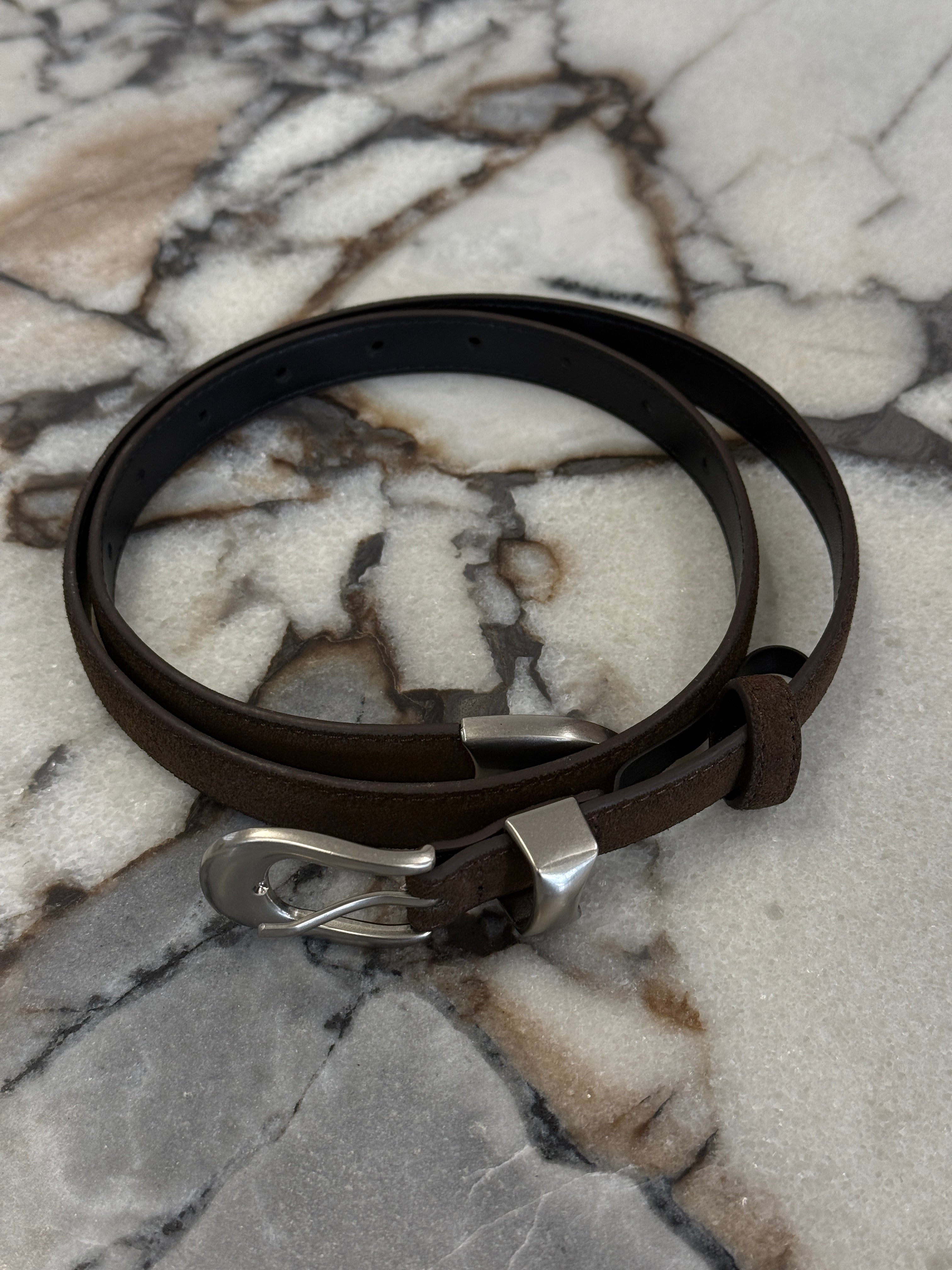 Leon Genuine Suede Belt Choc