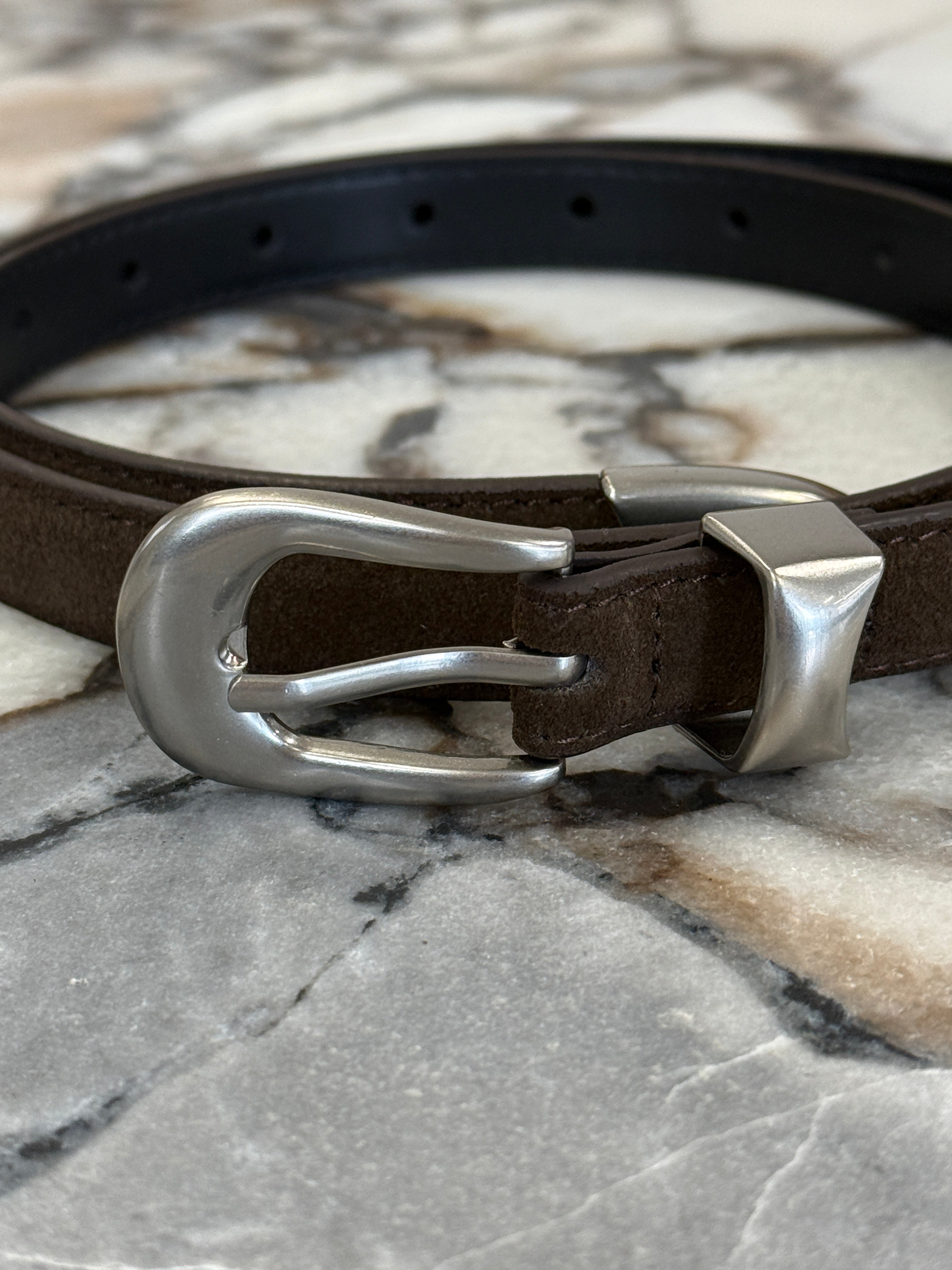 Leon Genuine Suede Belt Choc