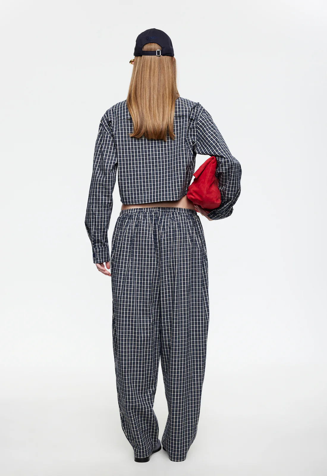 Aura Pant Navy Lemon Plaid