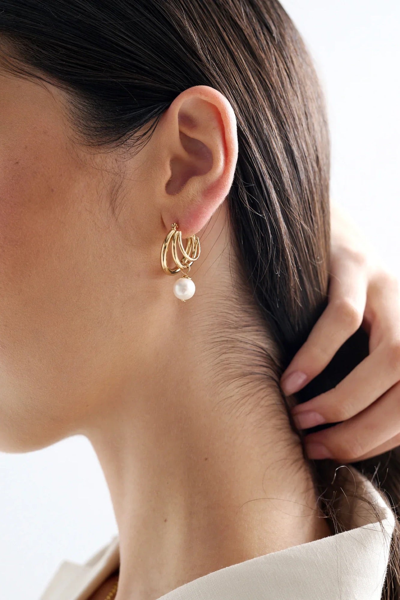Leona Pearl Gold Plater Earrings