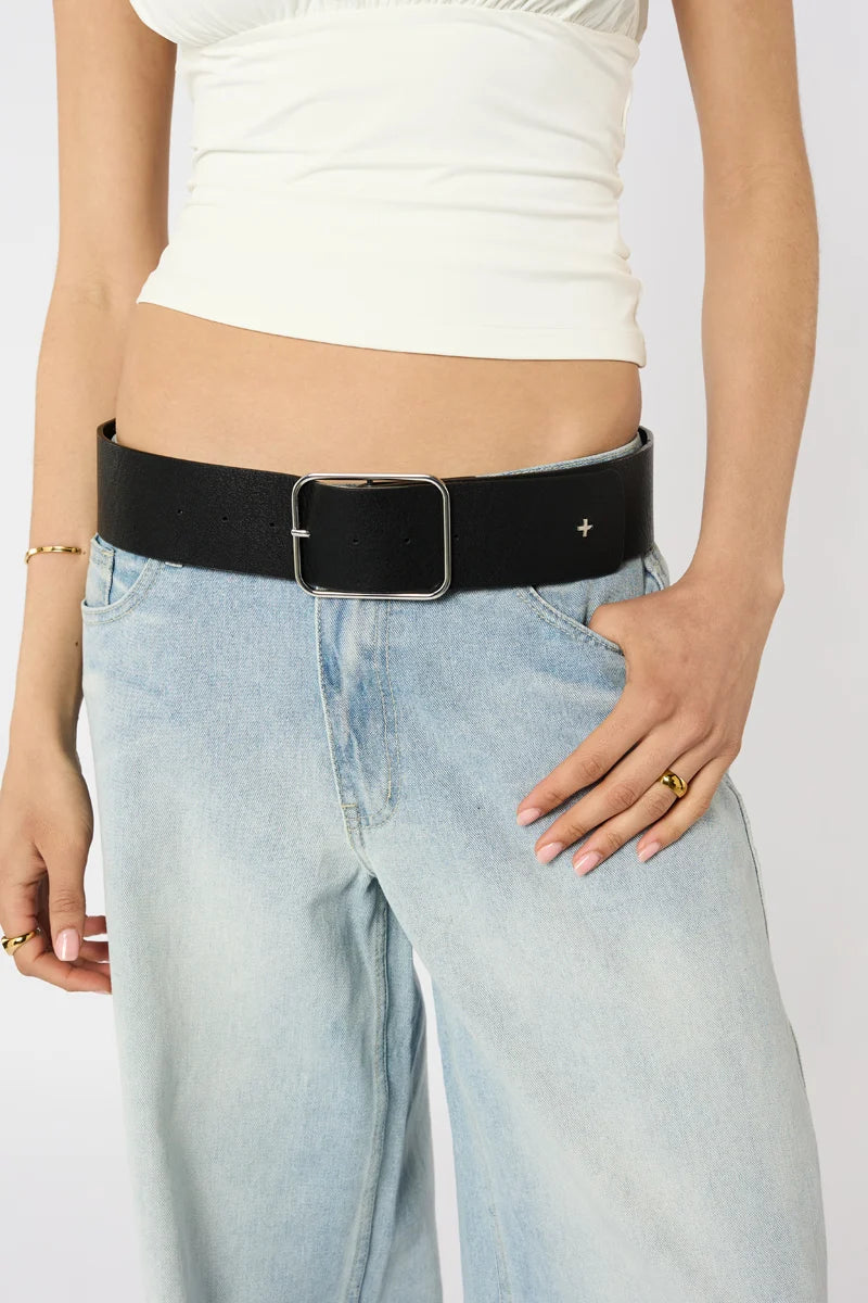 Lexie Wide Belt Black/Silver