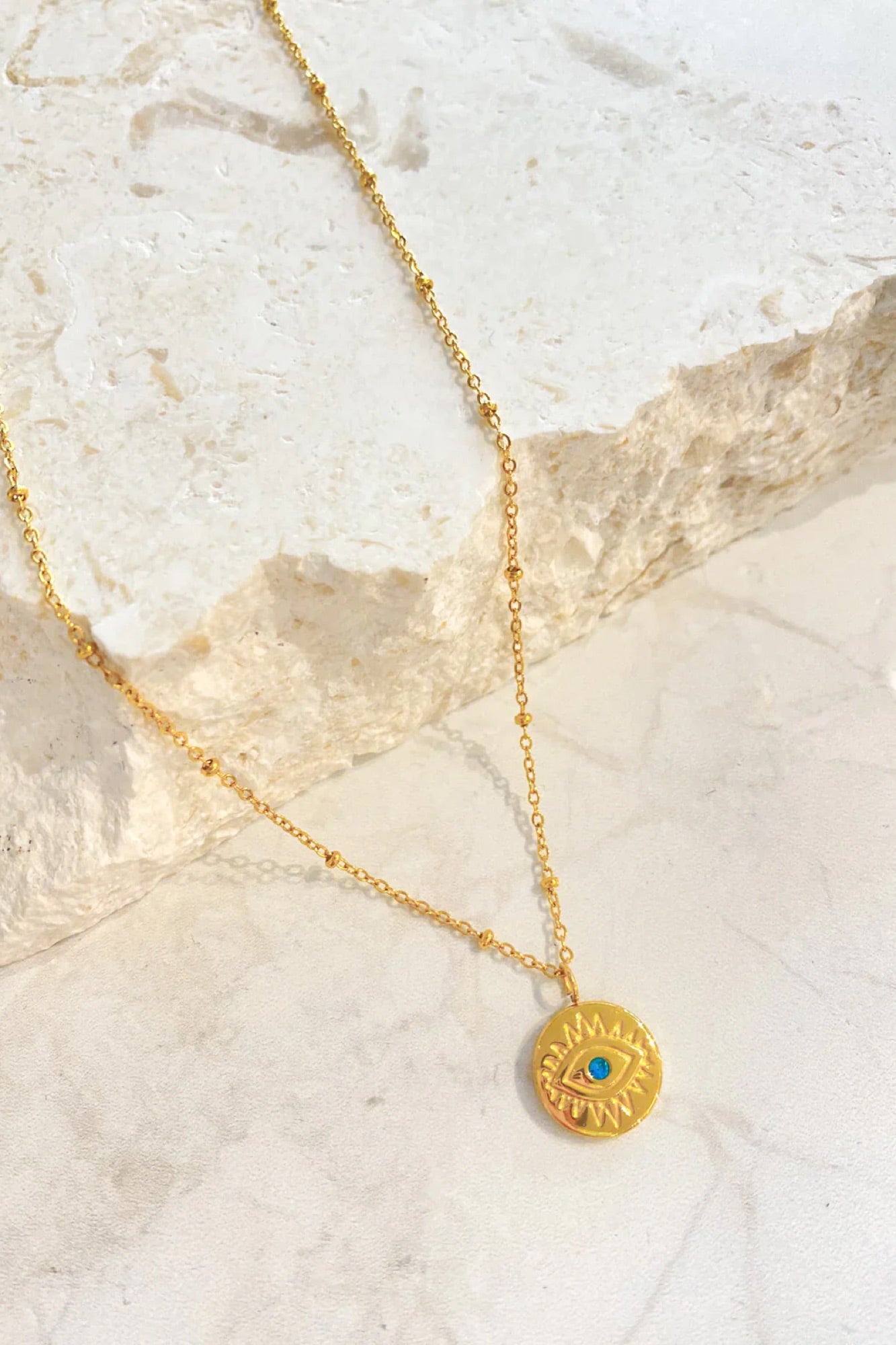 Emerald Evil Eye Necklace Gold
