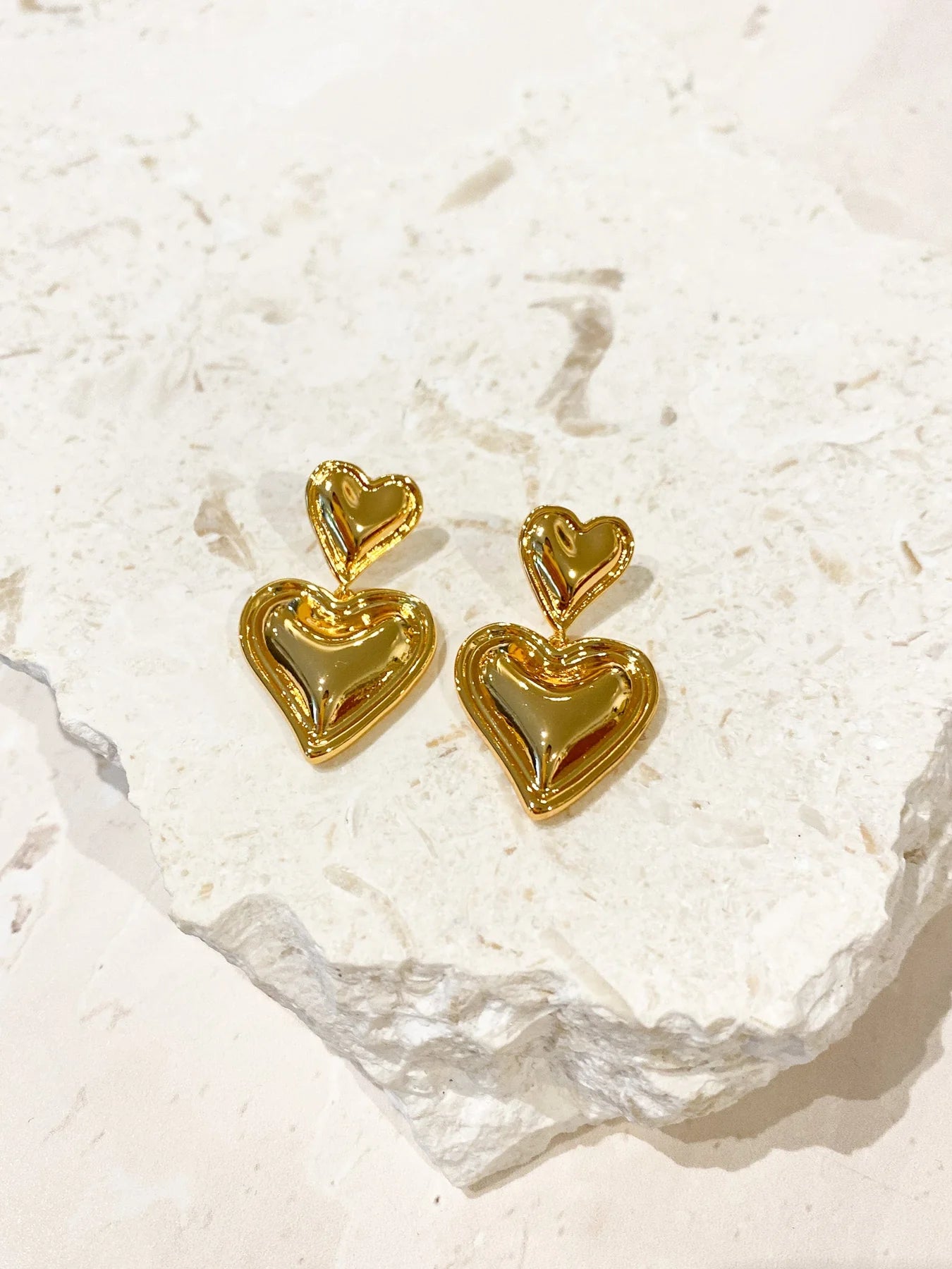Double Heart Earring Gold