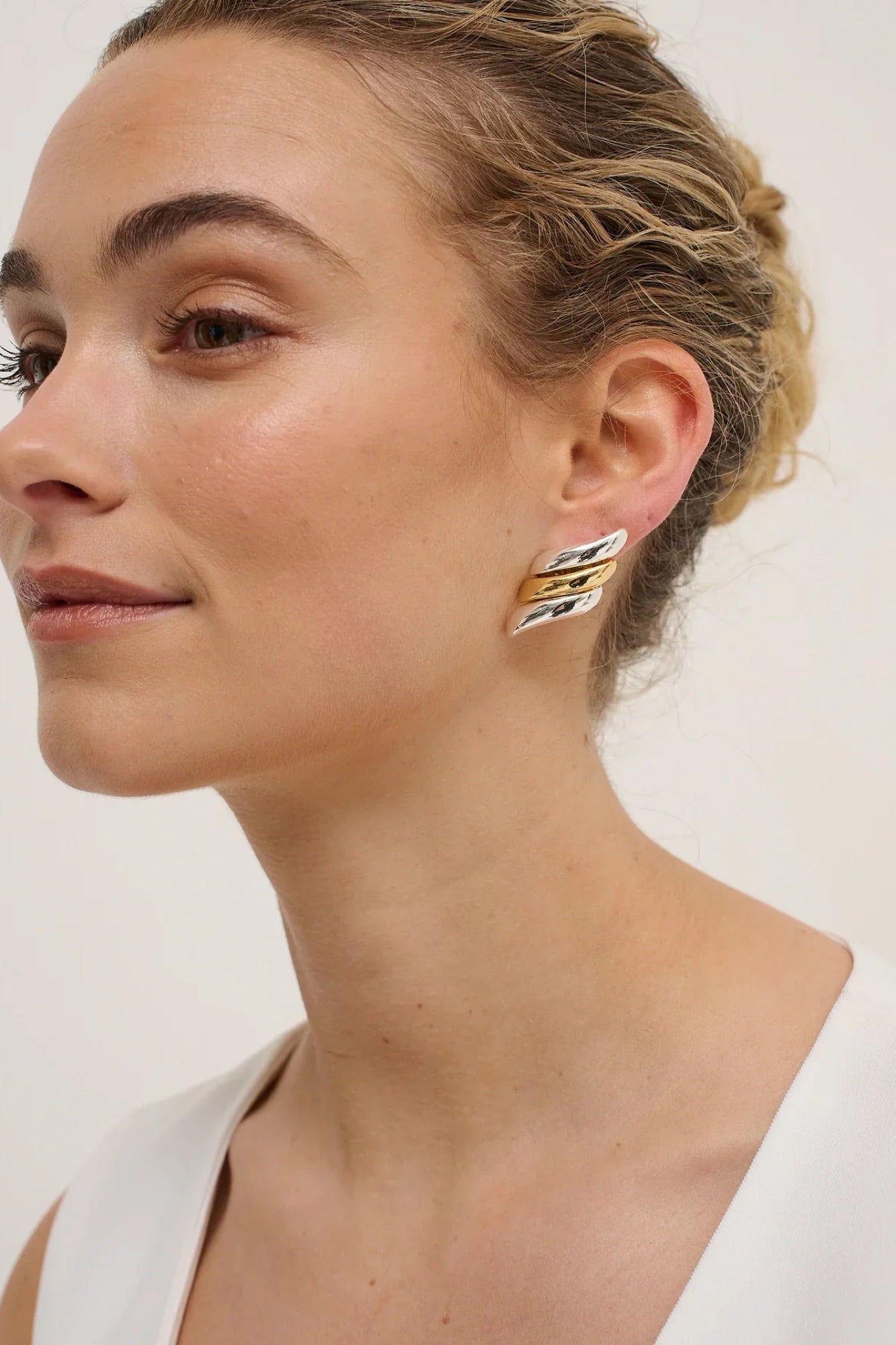 Wing Duotone Plated Earring - FINAL SALE