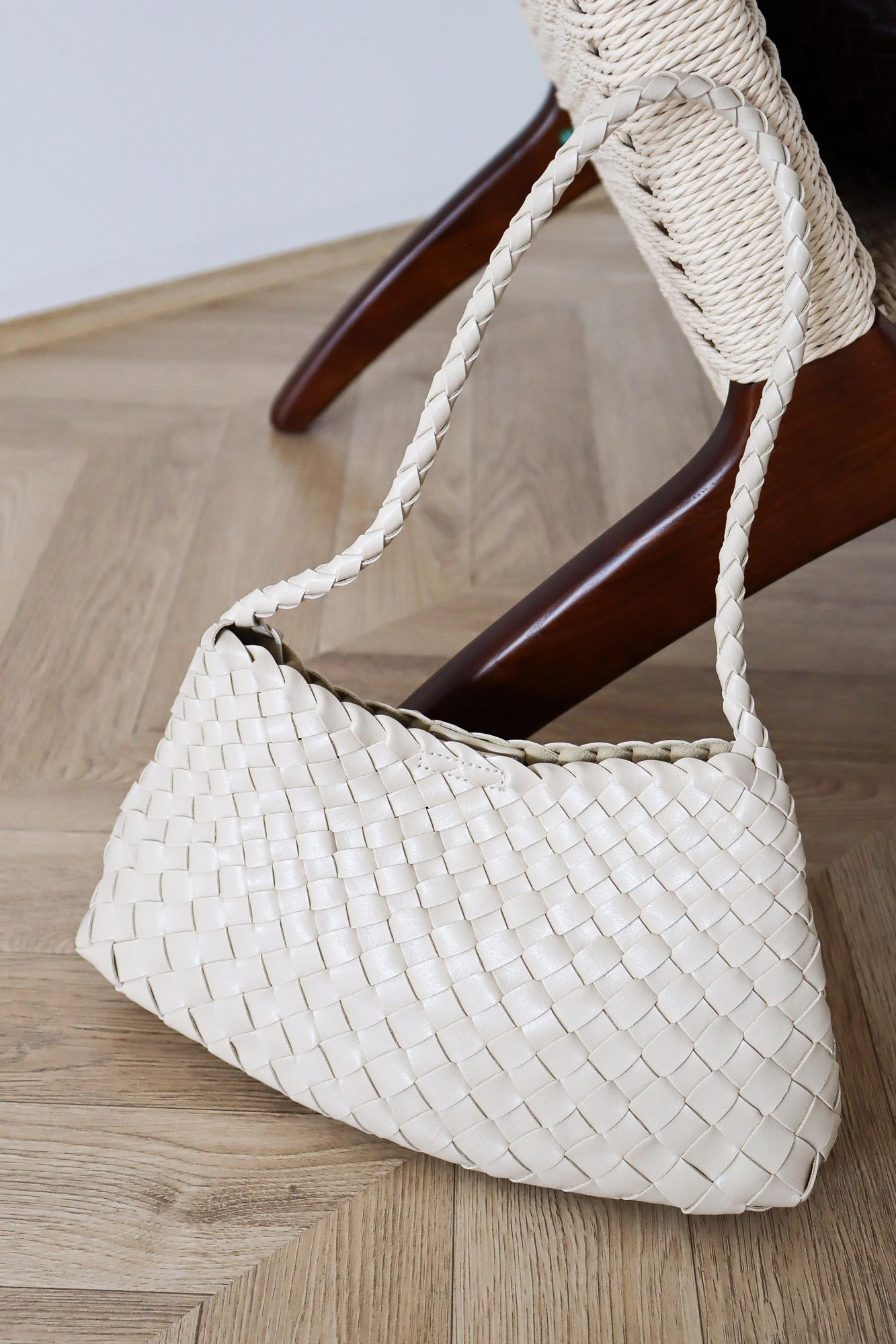 Misha Woven Shoulder Bag Ivory