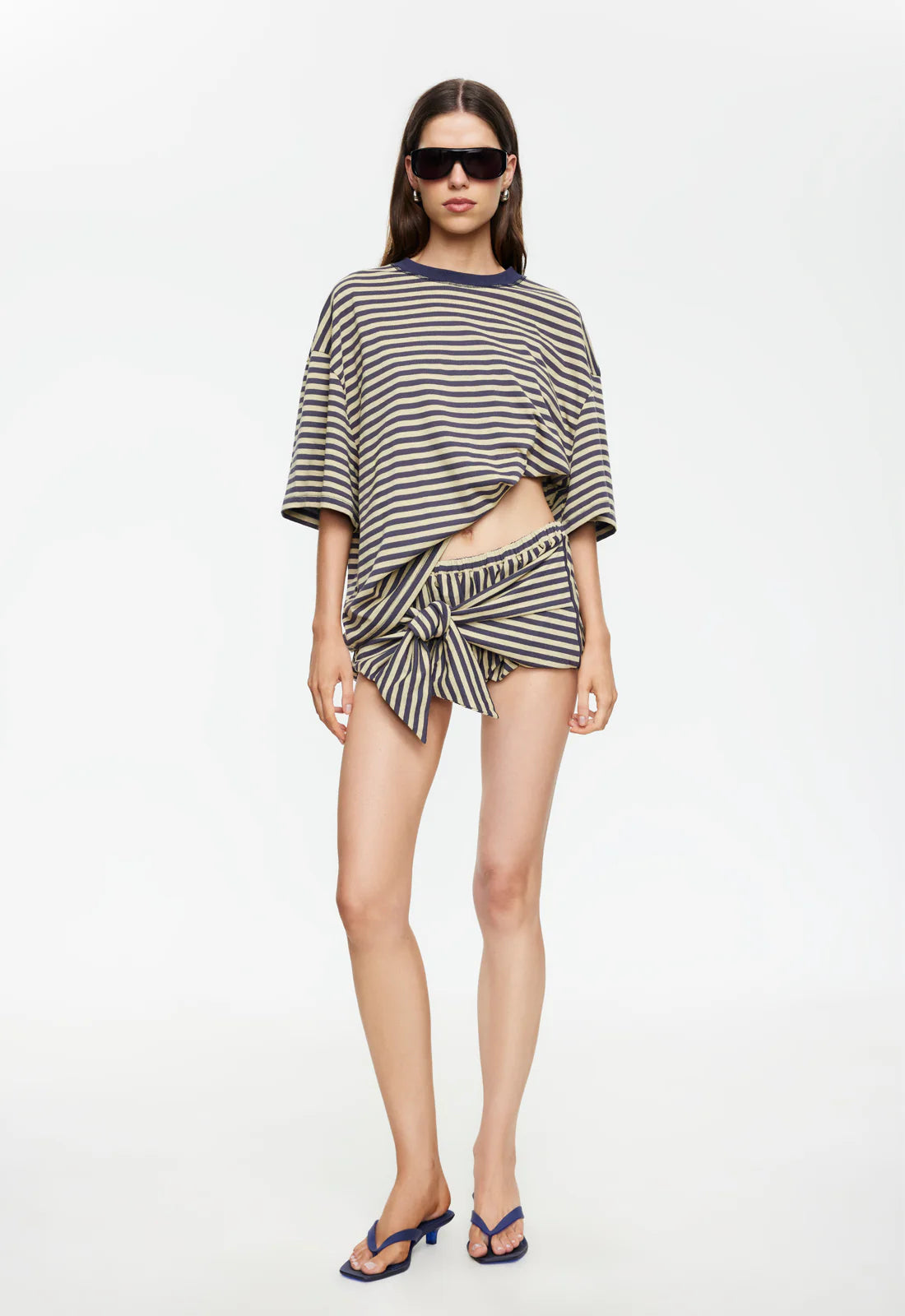 Bloom Bubble Skort Beige Stripe