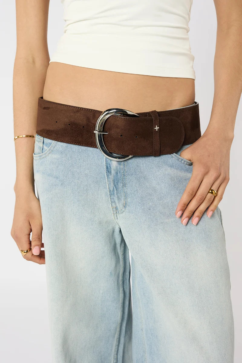 Maddie Wide Hip Belt Choc Pu/Silver