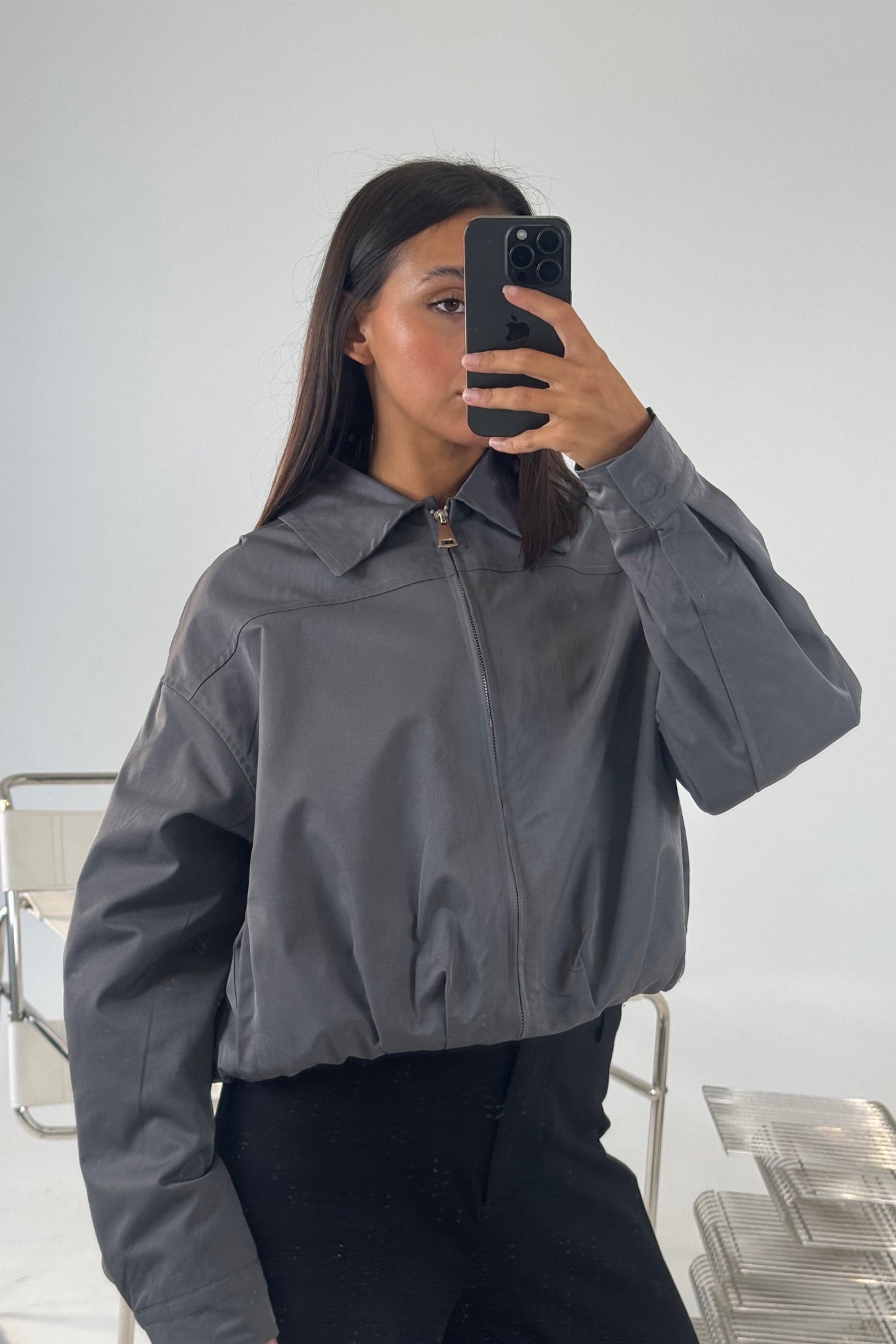 Bailey Bomber Jacket Charcoal - FINAL SALE